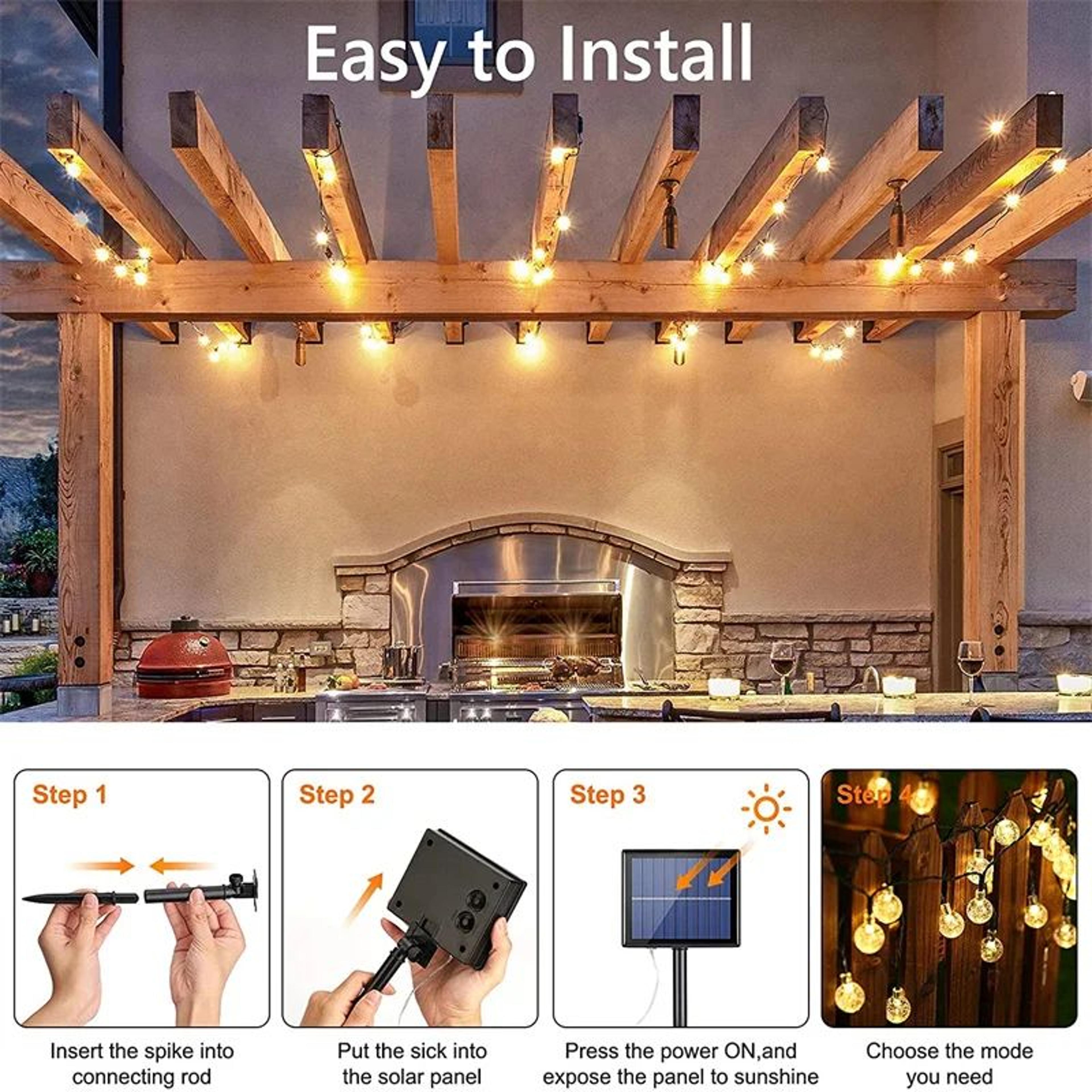CrystalGlow 60 LED Solar Globe String Lights 2