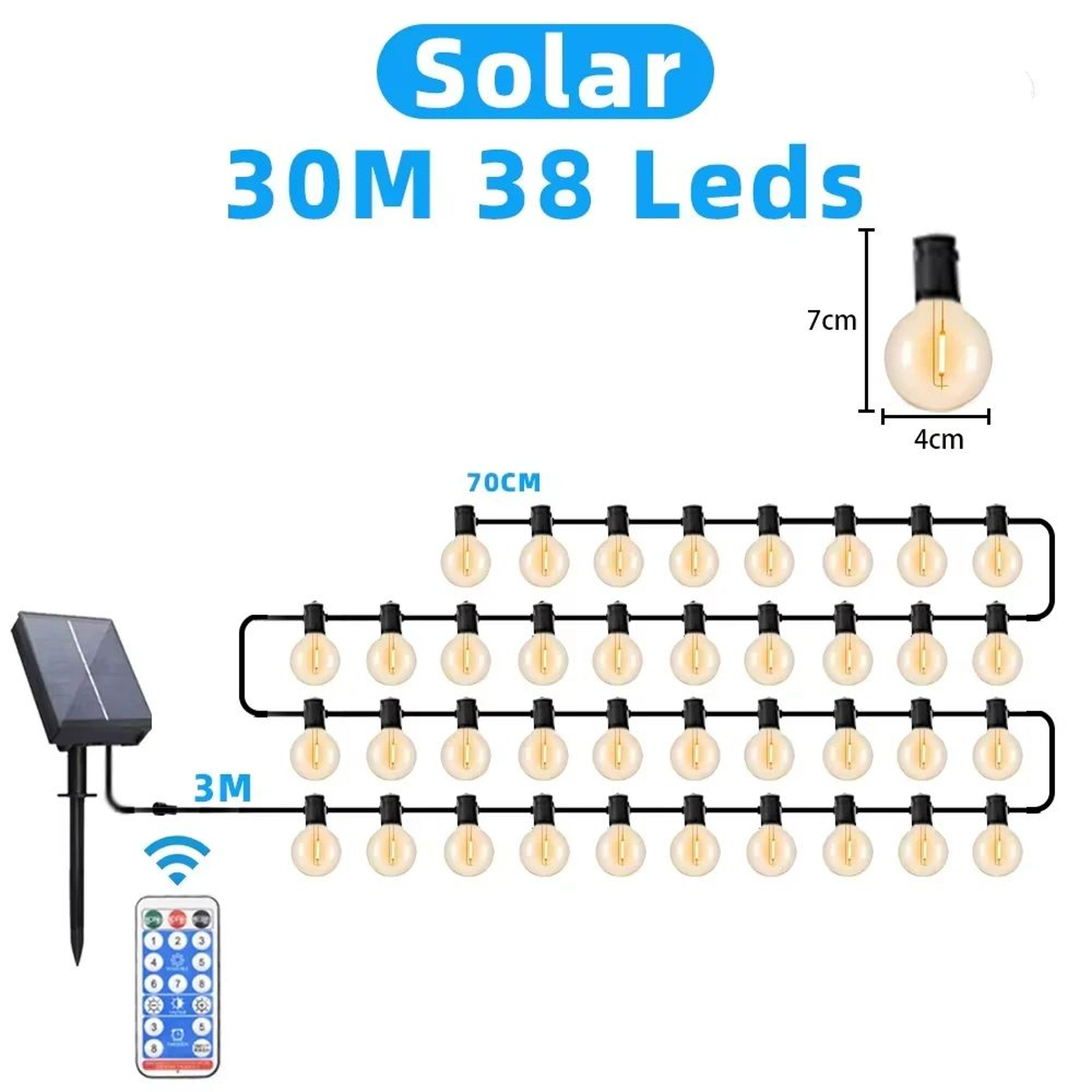 Outdoor Solar G40 LED String Lights 8