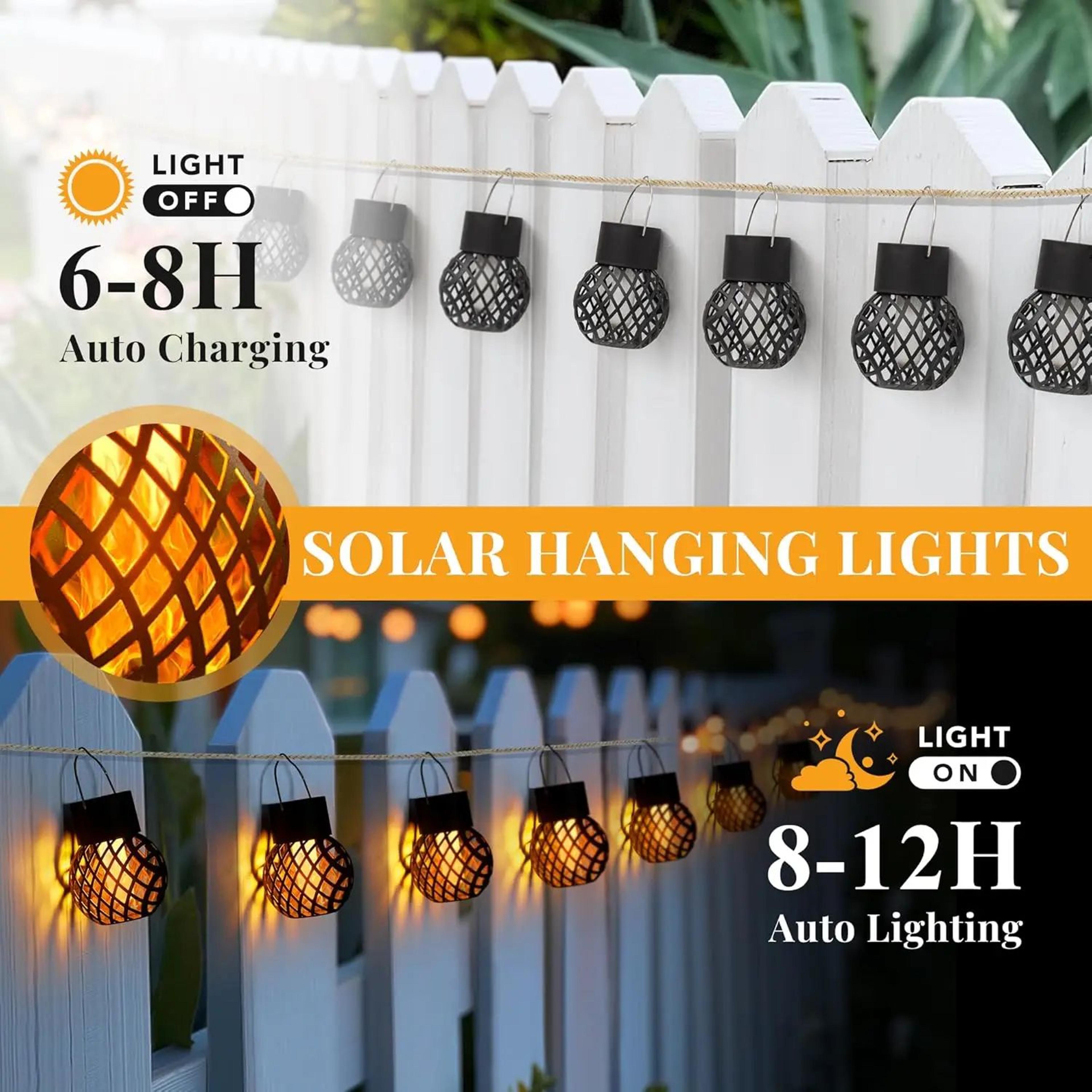 Solar Fairy Light Flickering Flame Hanging Lantern 2