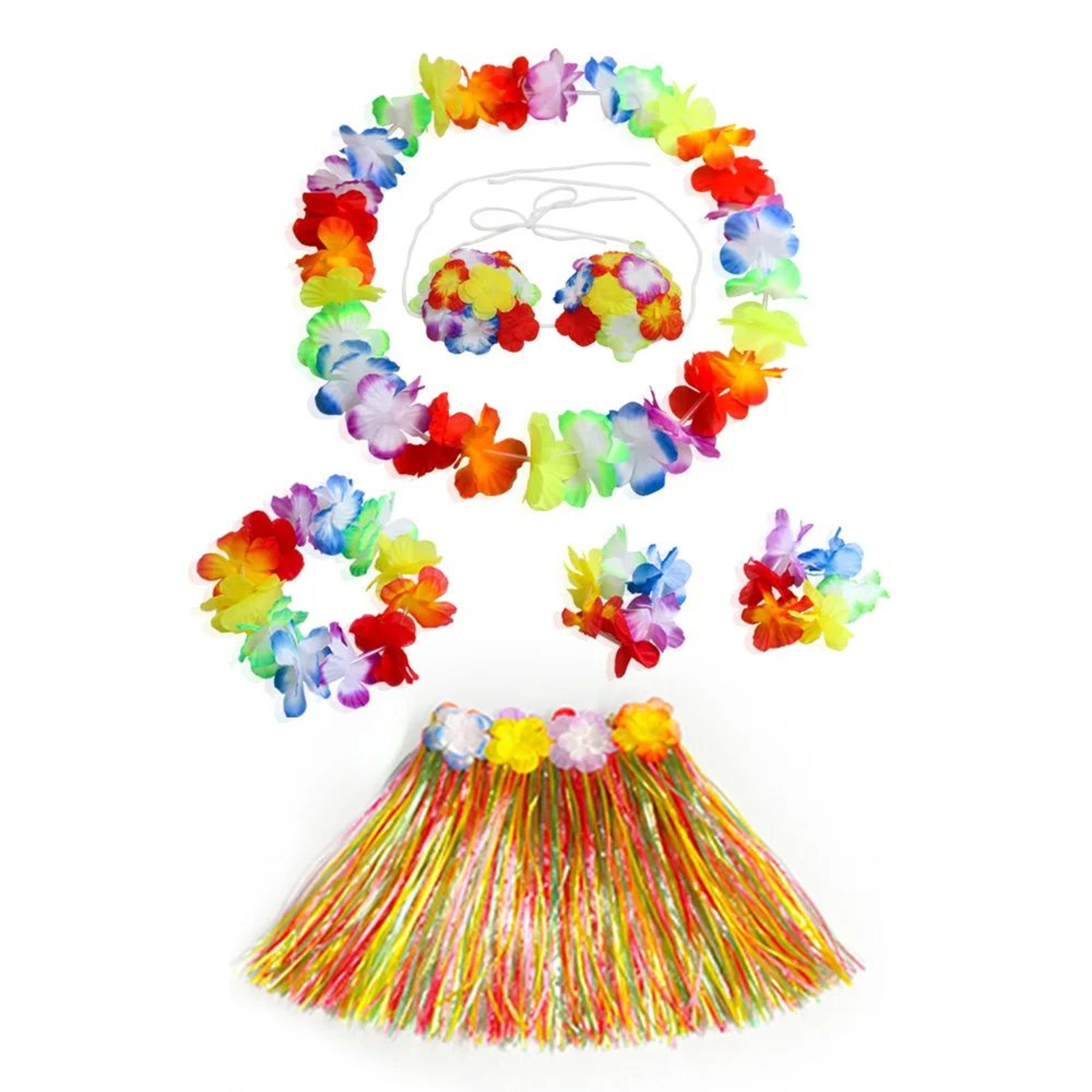 Kids Hawaiian Luau Grass Skirt Costume Set 9