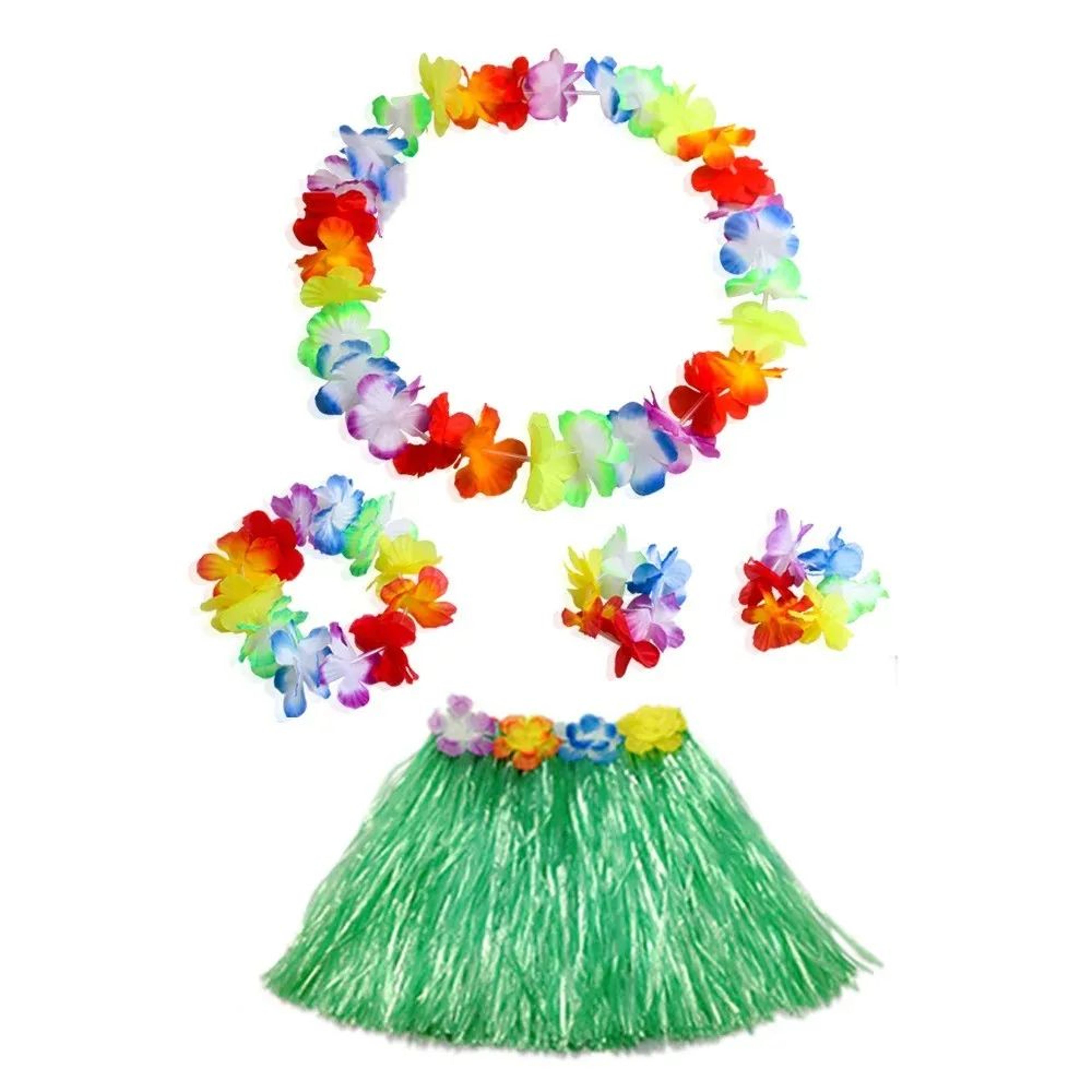 Kids Hawaiian Luau Grass Skirt Costume Set 11