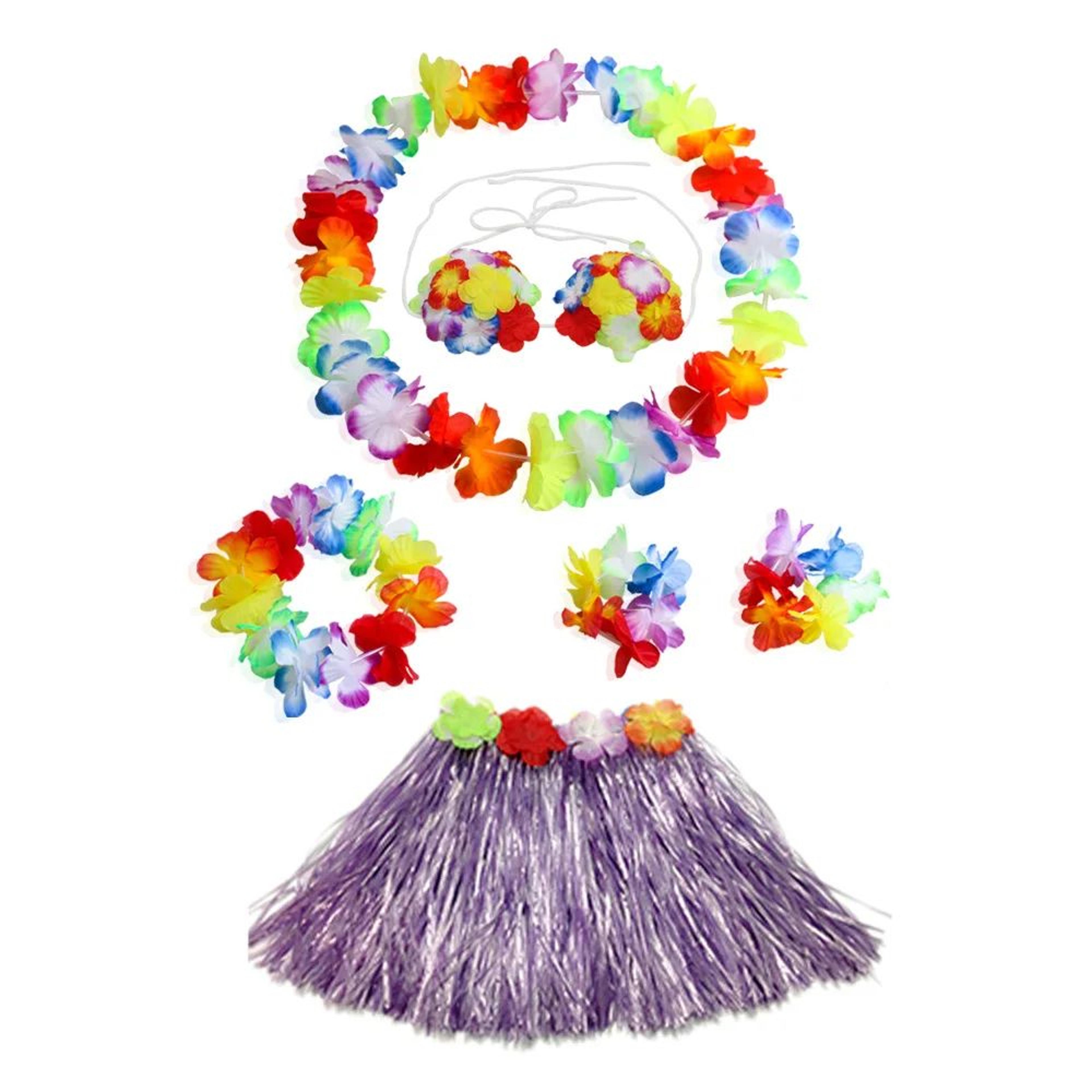Kids Hawaiian Luau Grass Skirt Costume Set 22