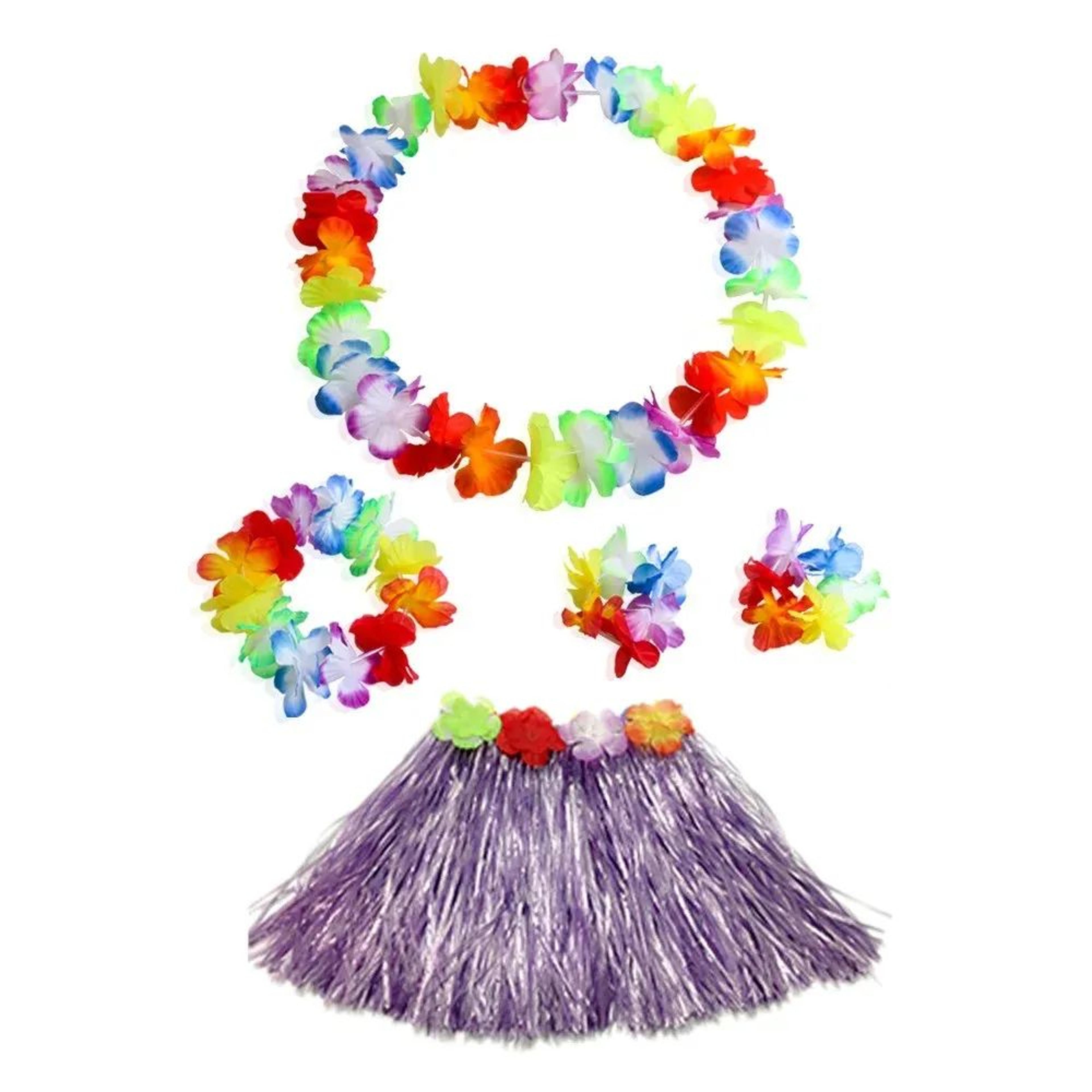 Kids Hawaiian Luau Grass Skirt Costume Set 23