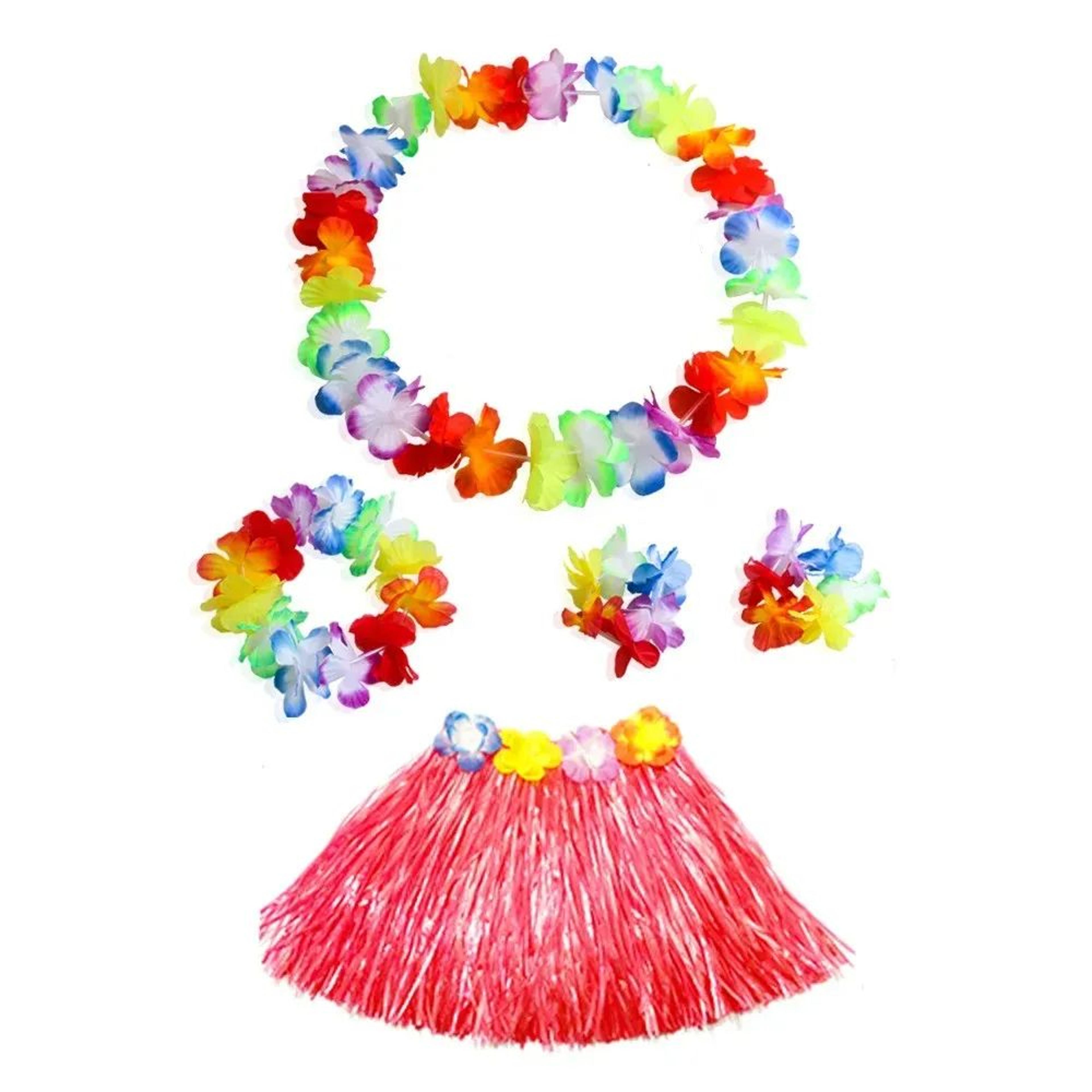 Kids Hawaiian Luau Grass Skirt Costume Set 6