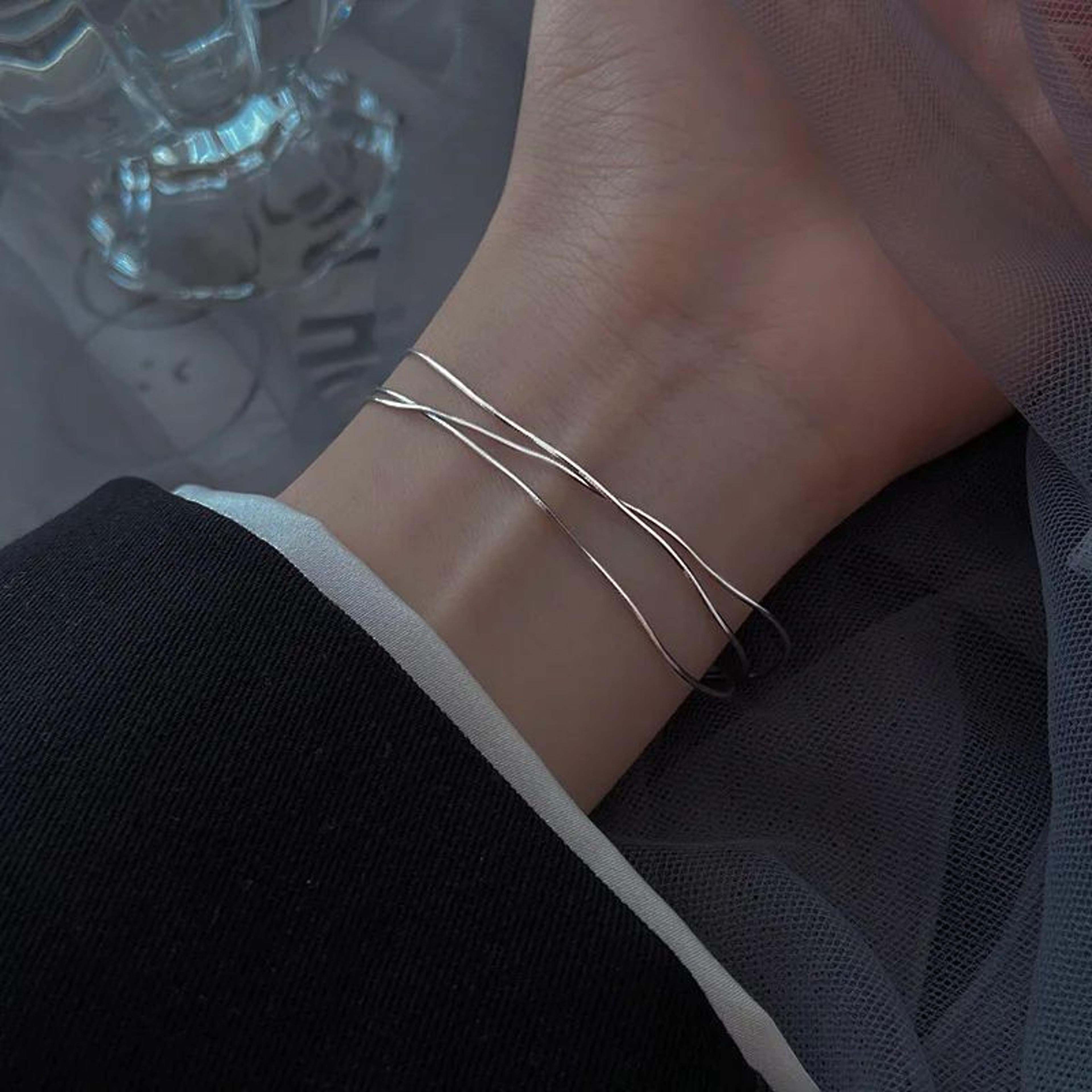 925 Sterling Silver Triple Snake Chain Bracelet 1