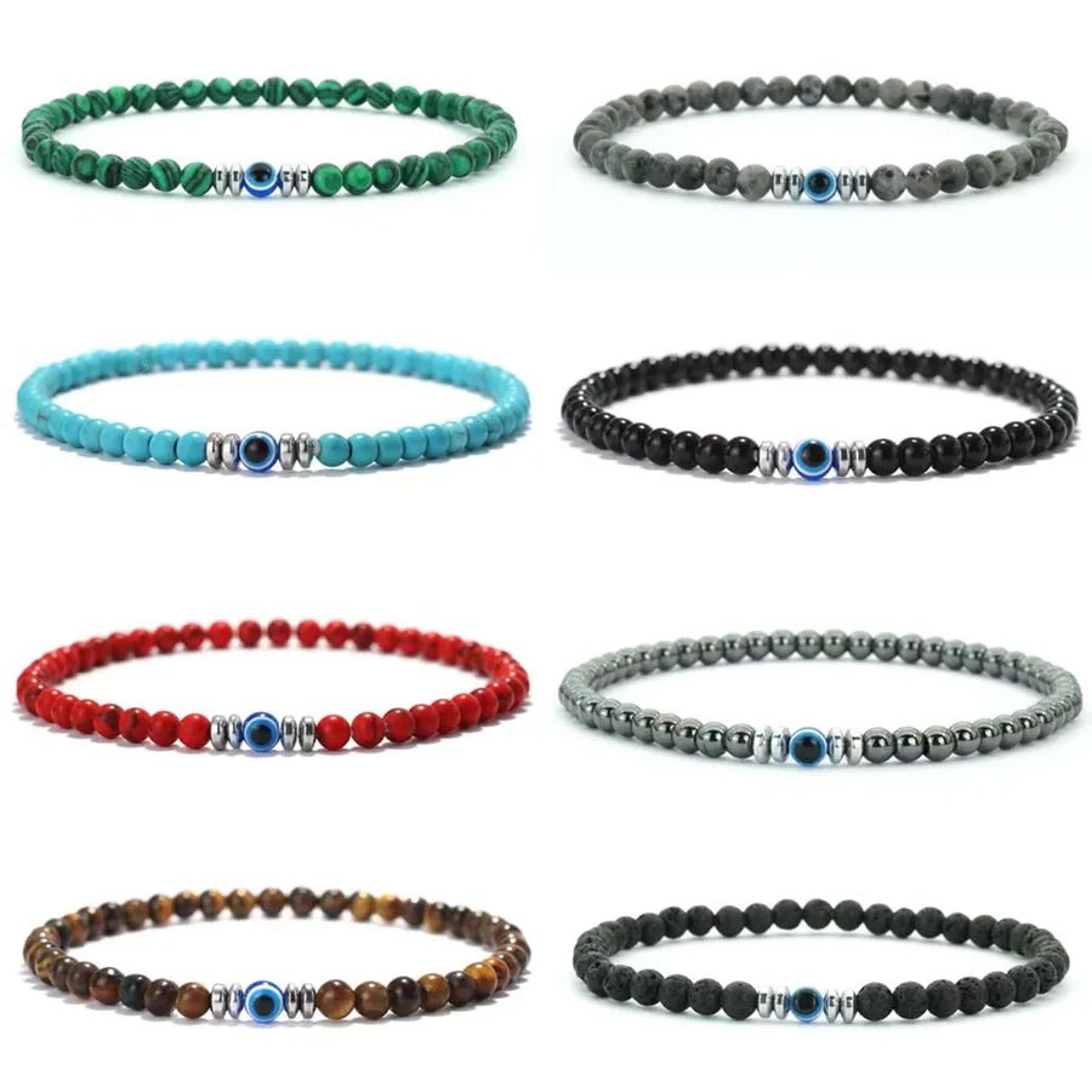 Natural Stone Evil Eye Beaded Bracelet 0