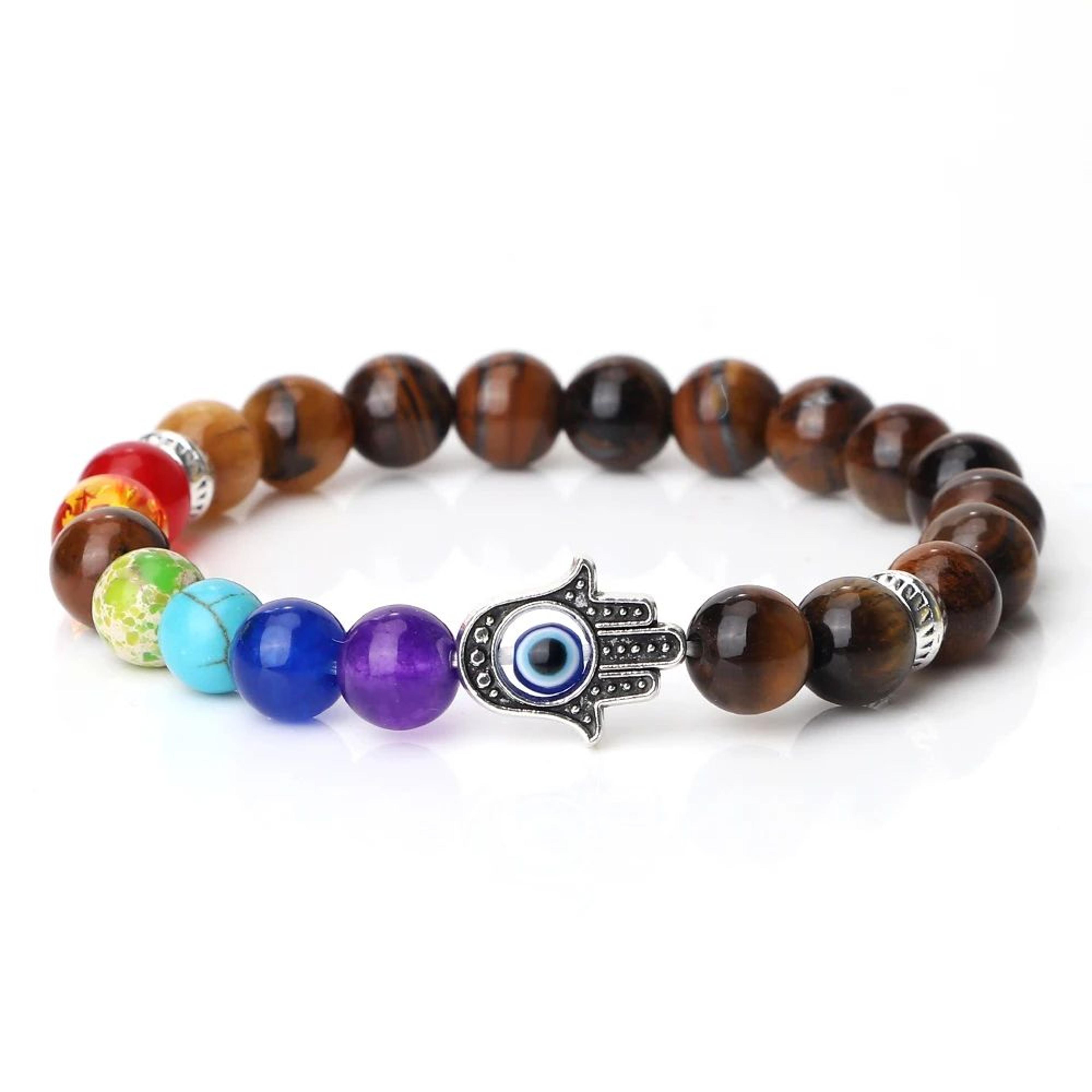 Seven Chakra Natural Stone Evil Eye Bracelet 6
