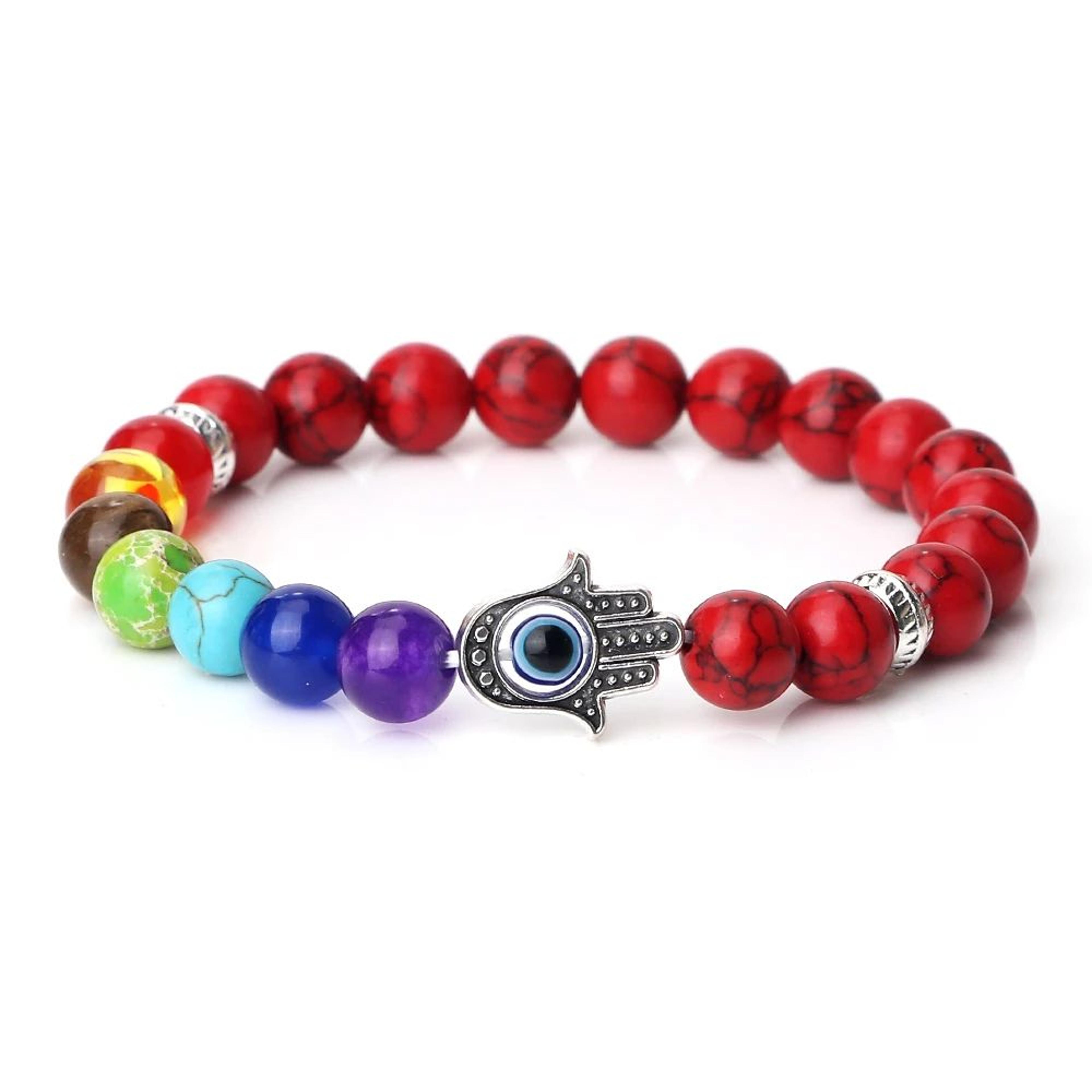 Seven Chakra Natural Stone Evil Eye Bracelet 14