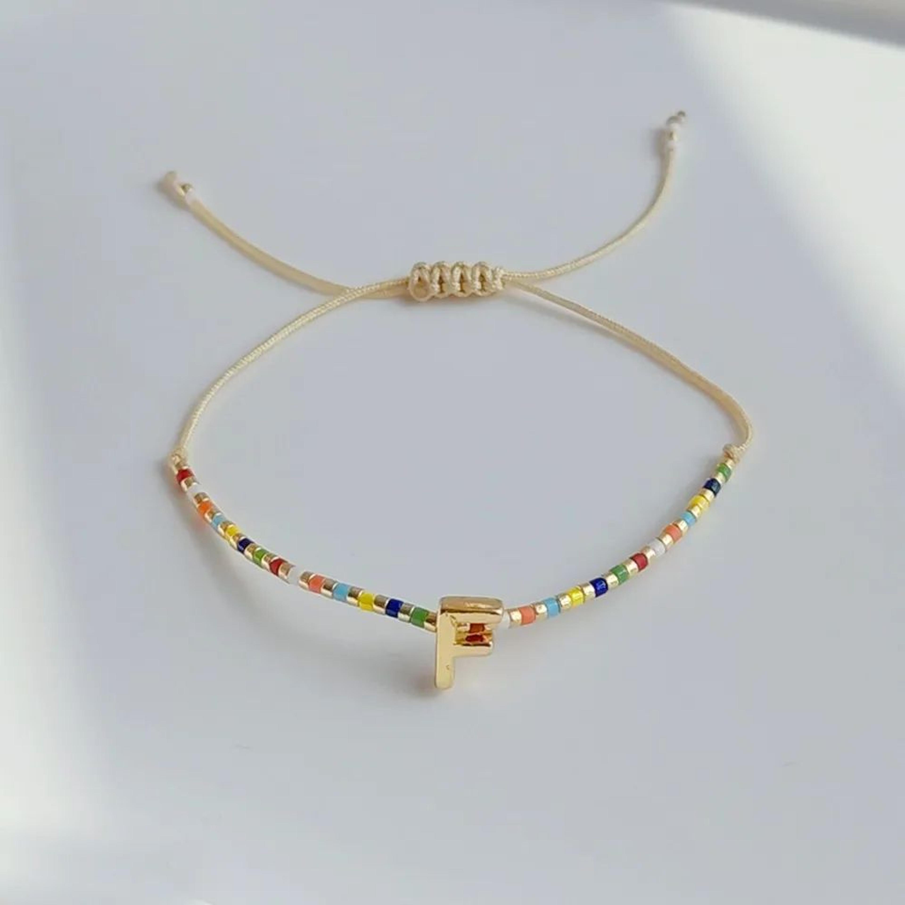 Personalized Initial Rainbow Beaded Bracelet 8