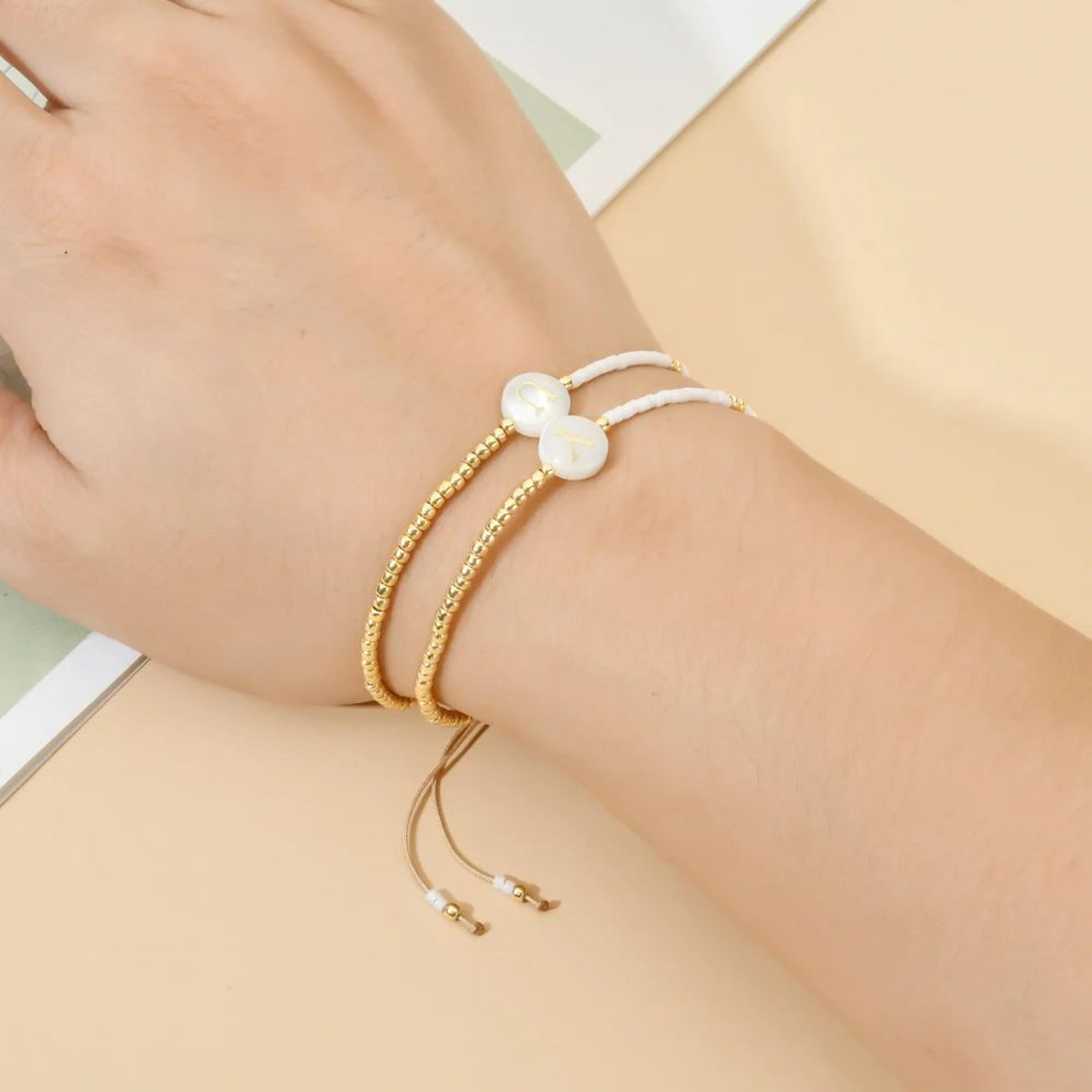 Miyuki Initial Shell Charm Bracelet 2