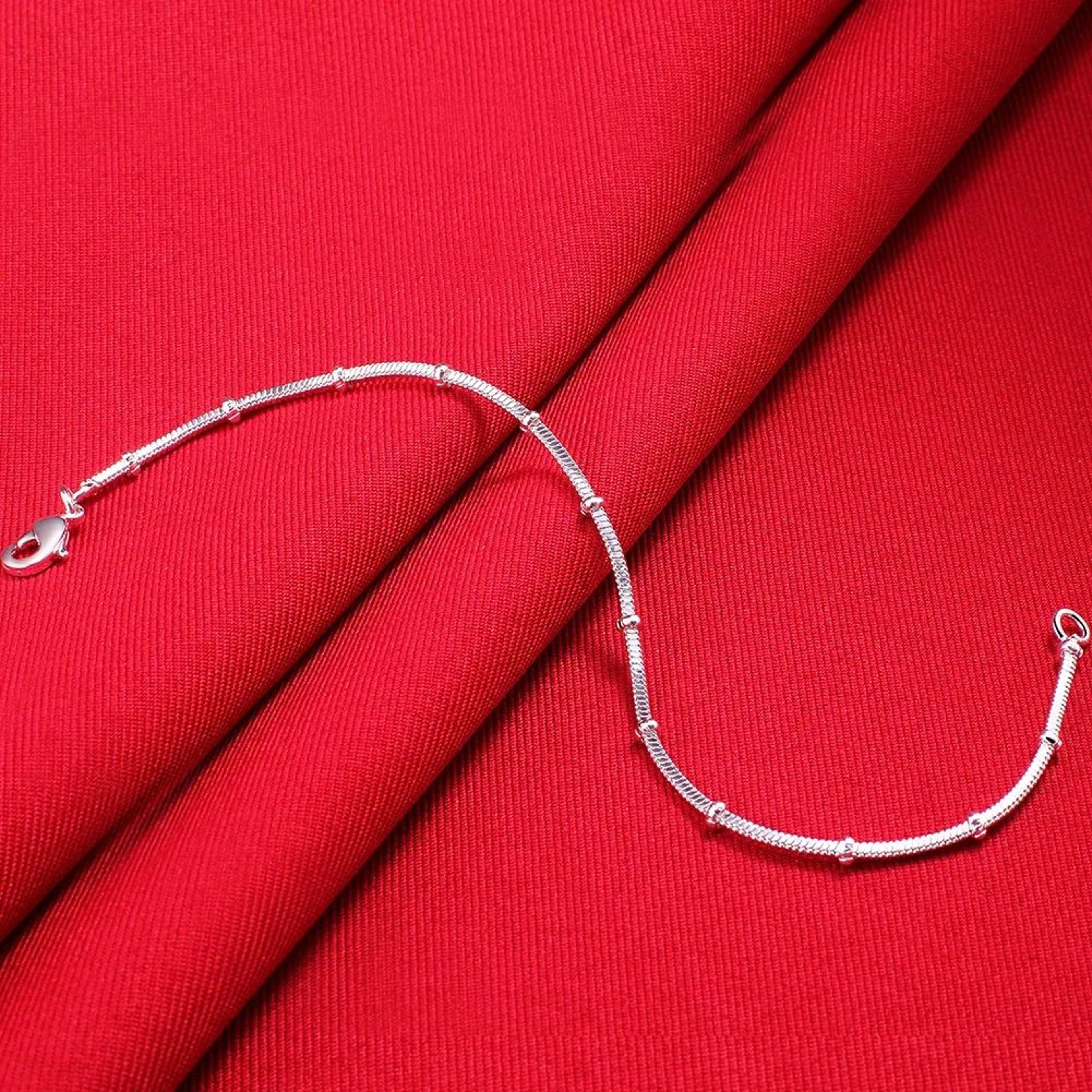 Sterling Silver Snake Chain Beaded Bracelet 3