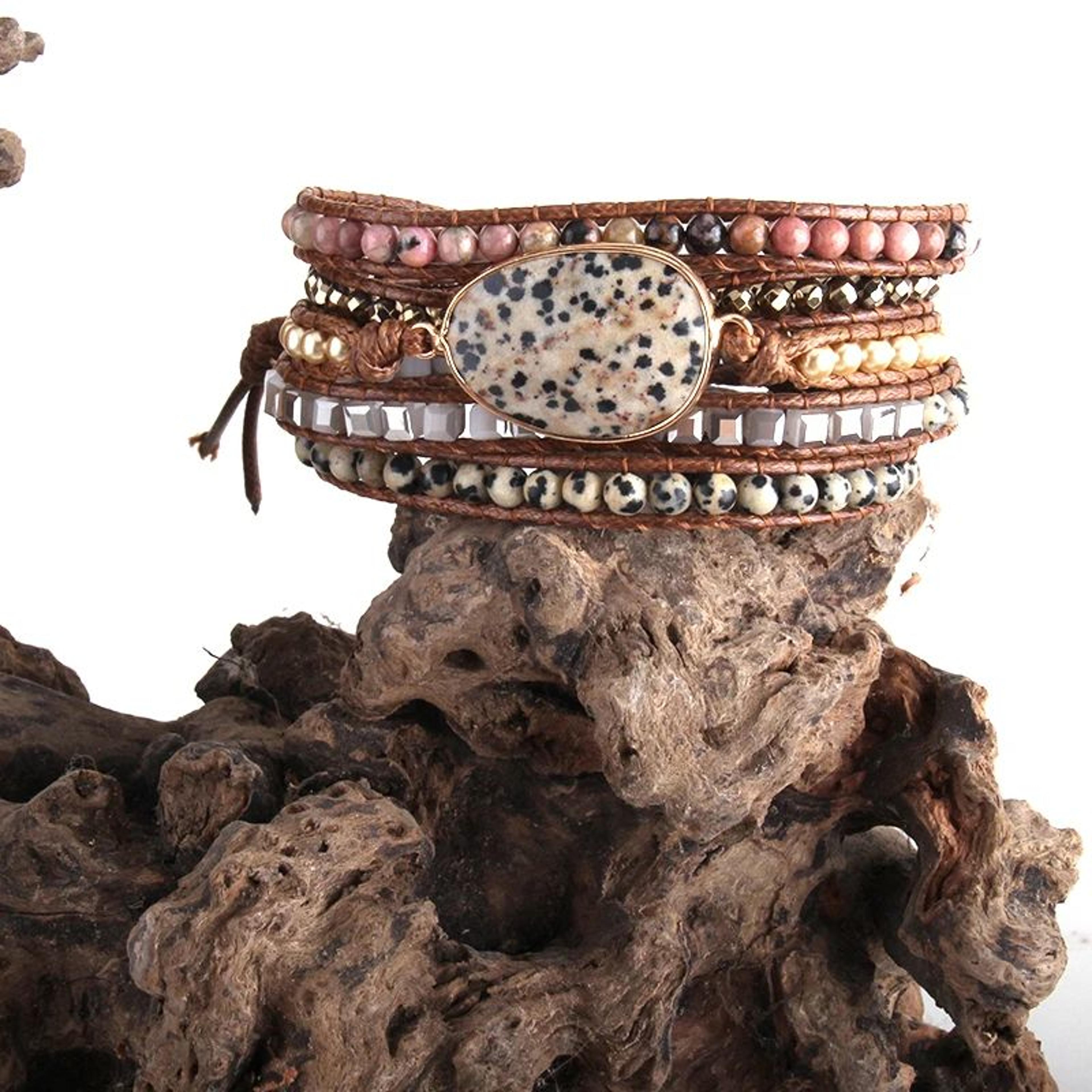 Boho Natural Stone Five Strand Wrap Bracelet 5