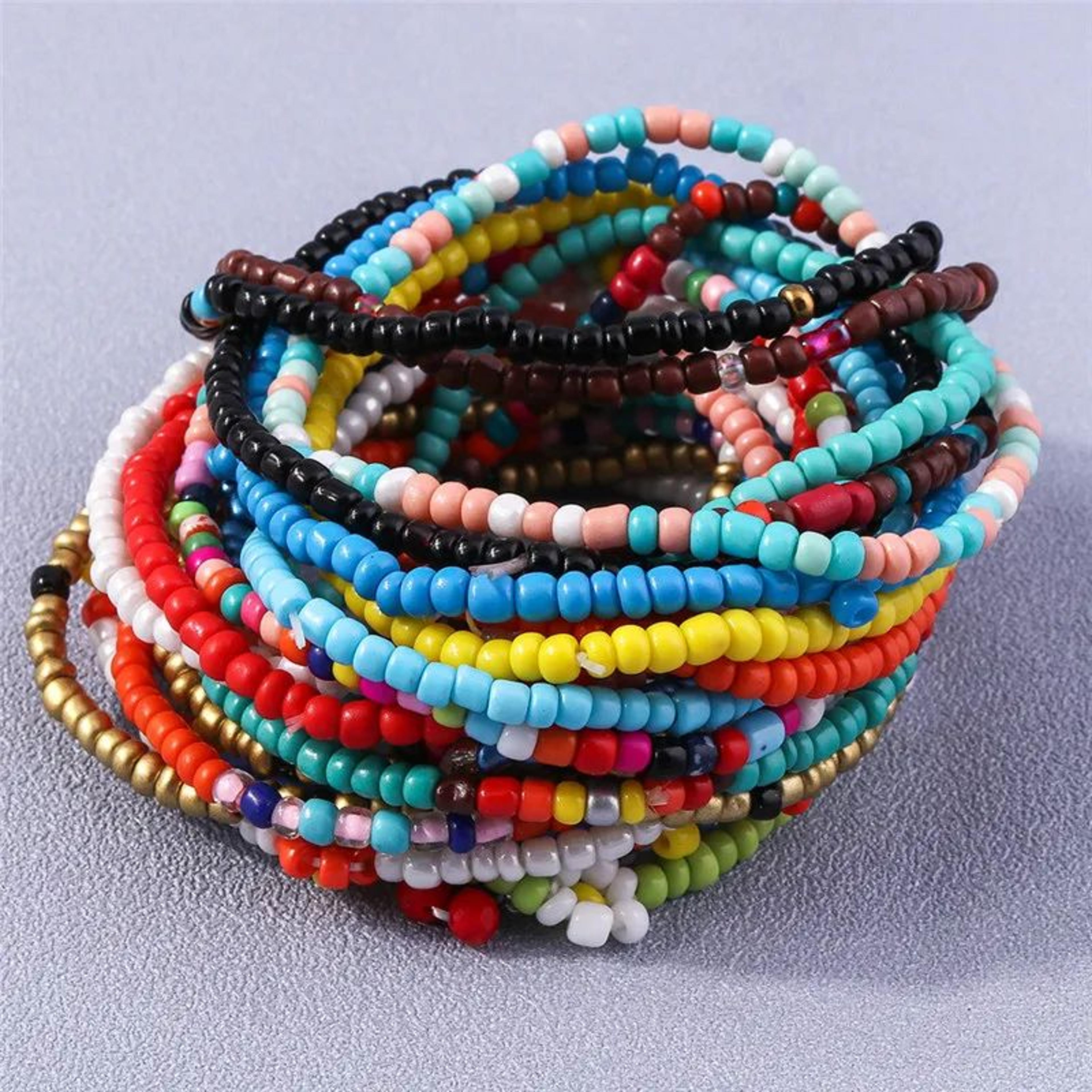 Colorful Seed Bead Flower Charm Bracelet 2