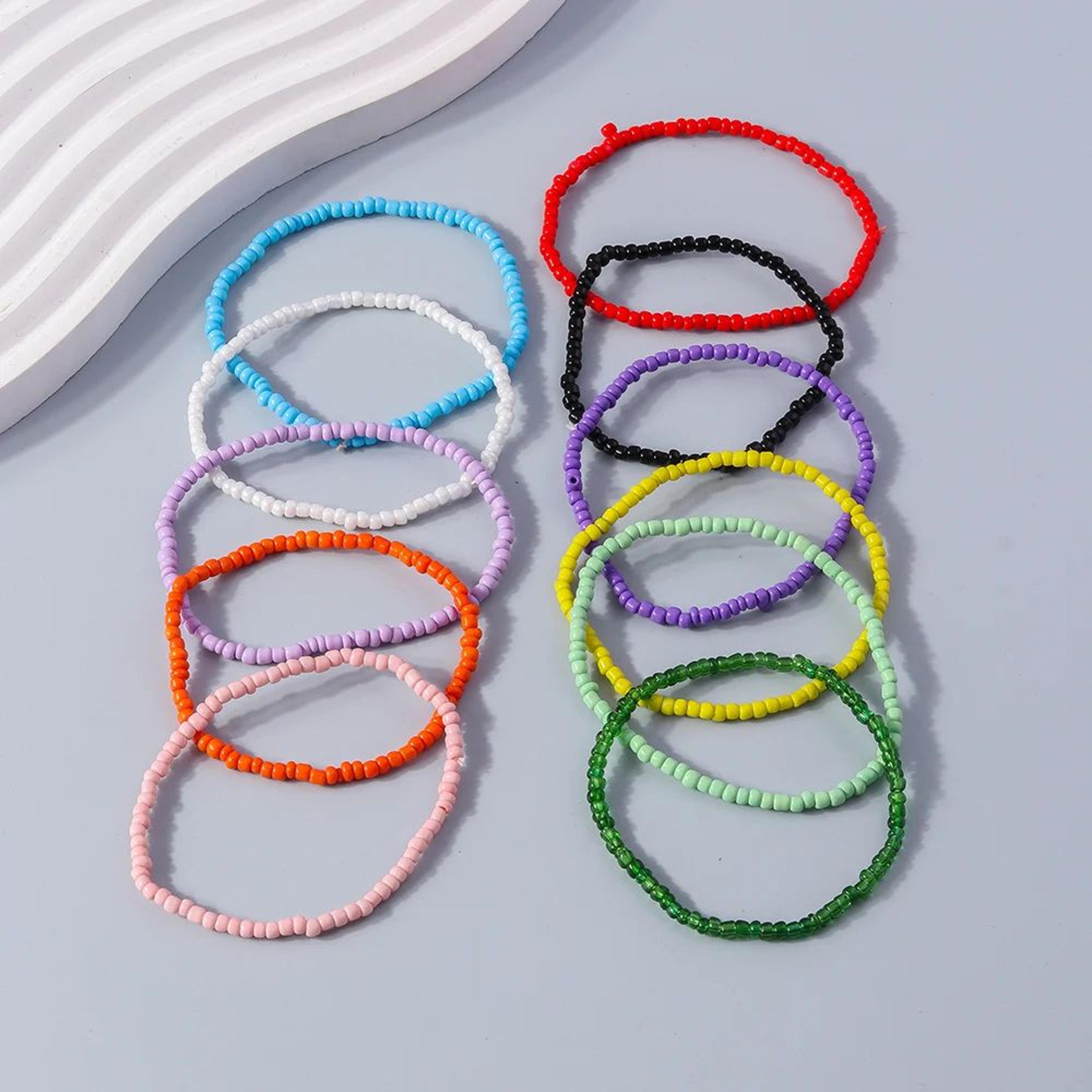 Colorful Seed Bead Flower Charm Bracelet 4