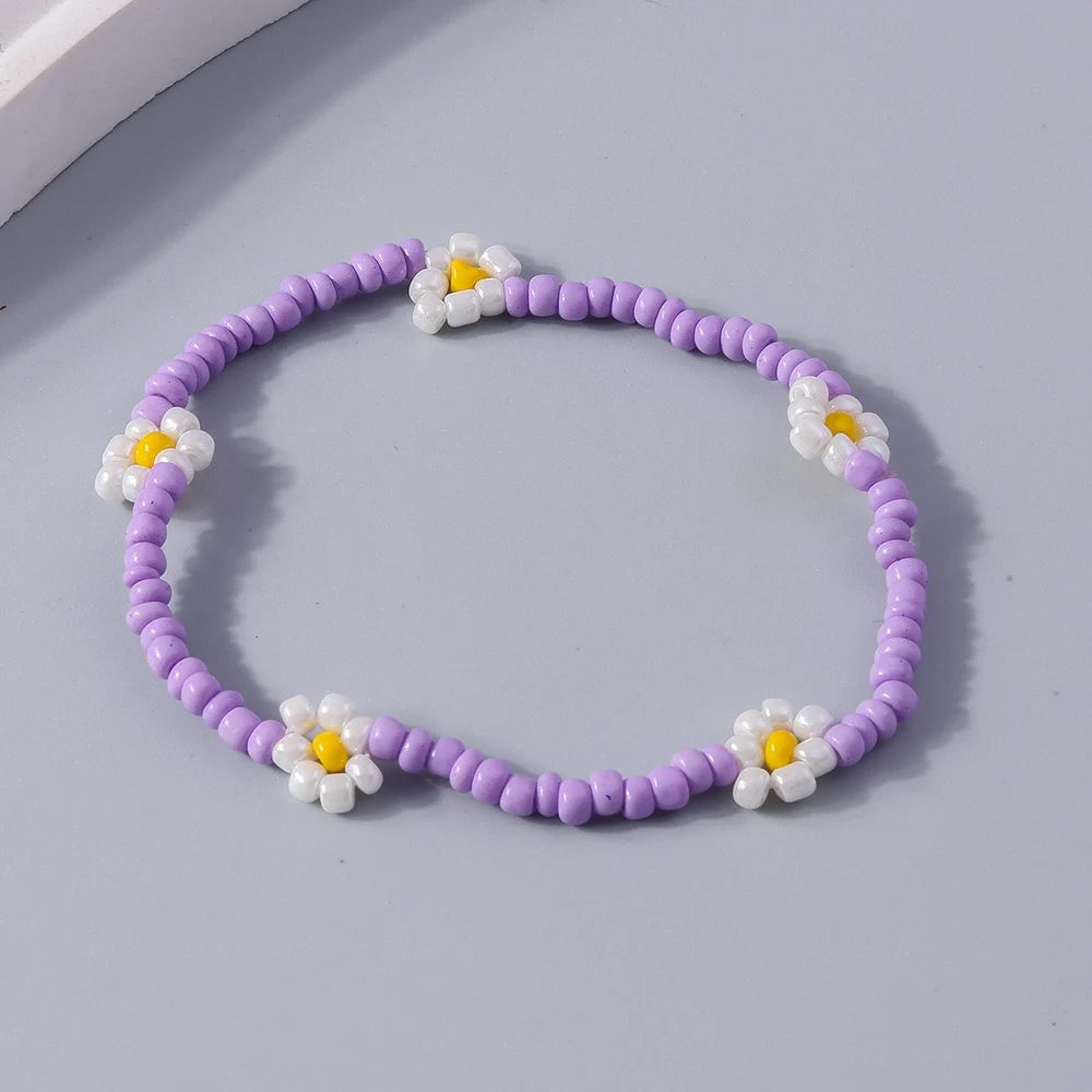 Colorful Seed Bead Flower Charm Bracelet 25