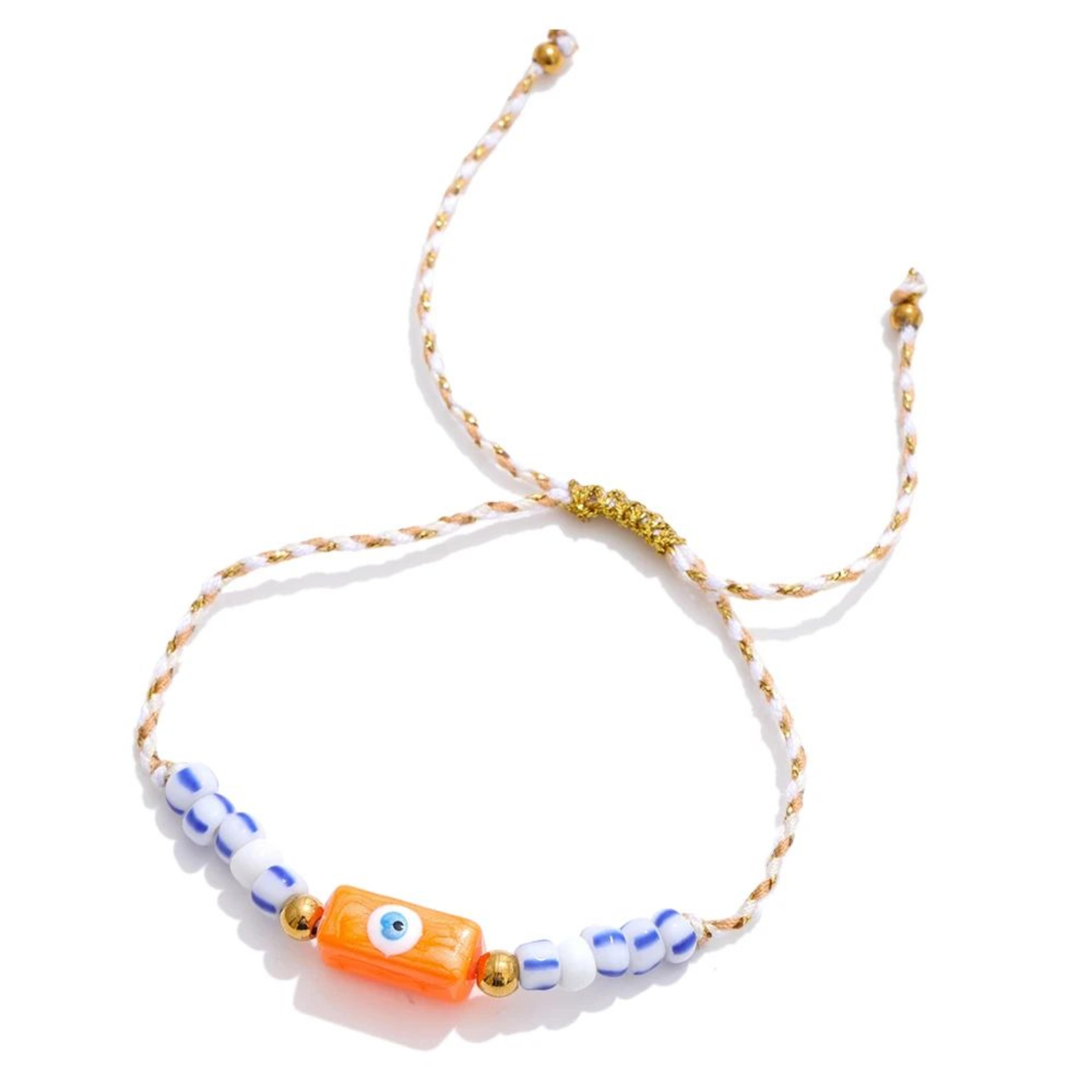 Y2K Ceramic Eye Braided Charm Bracelet 7
