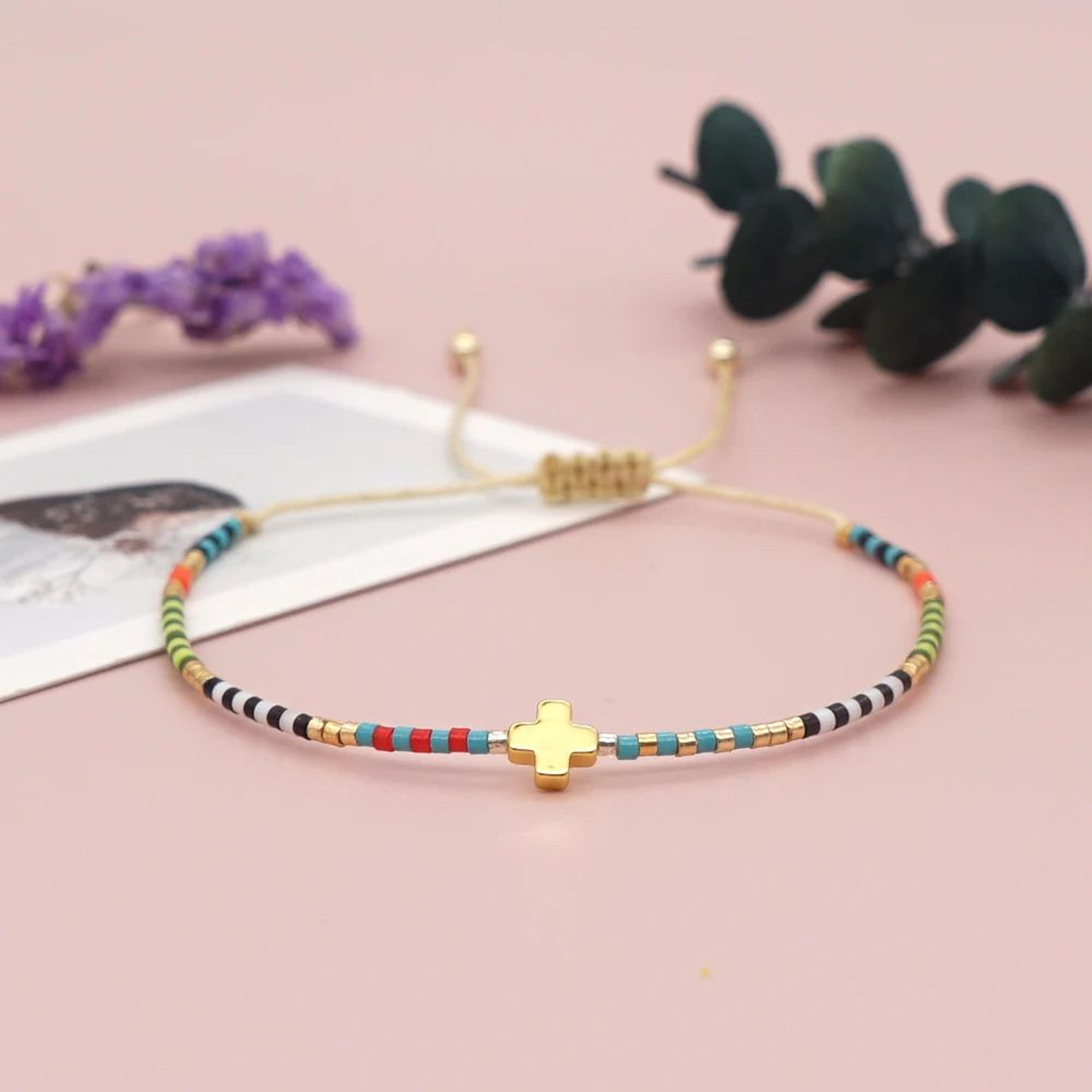Miyuki Beaded Cross String Bracelet 2