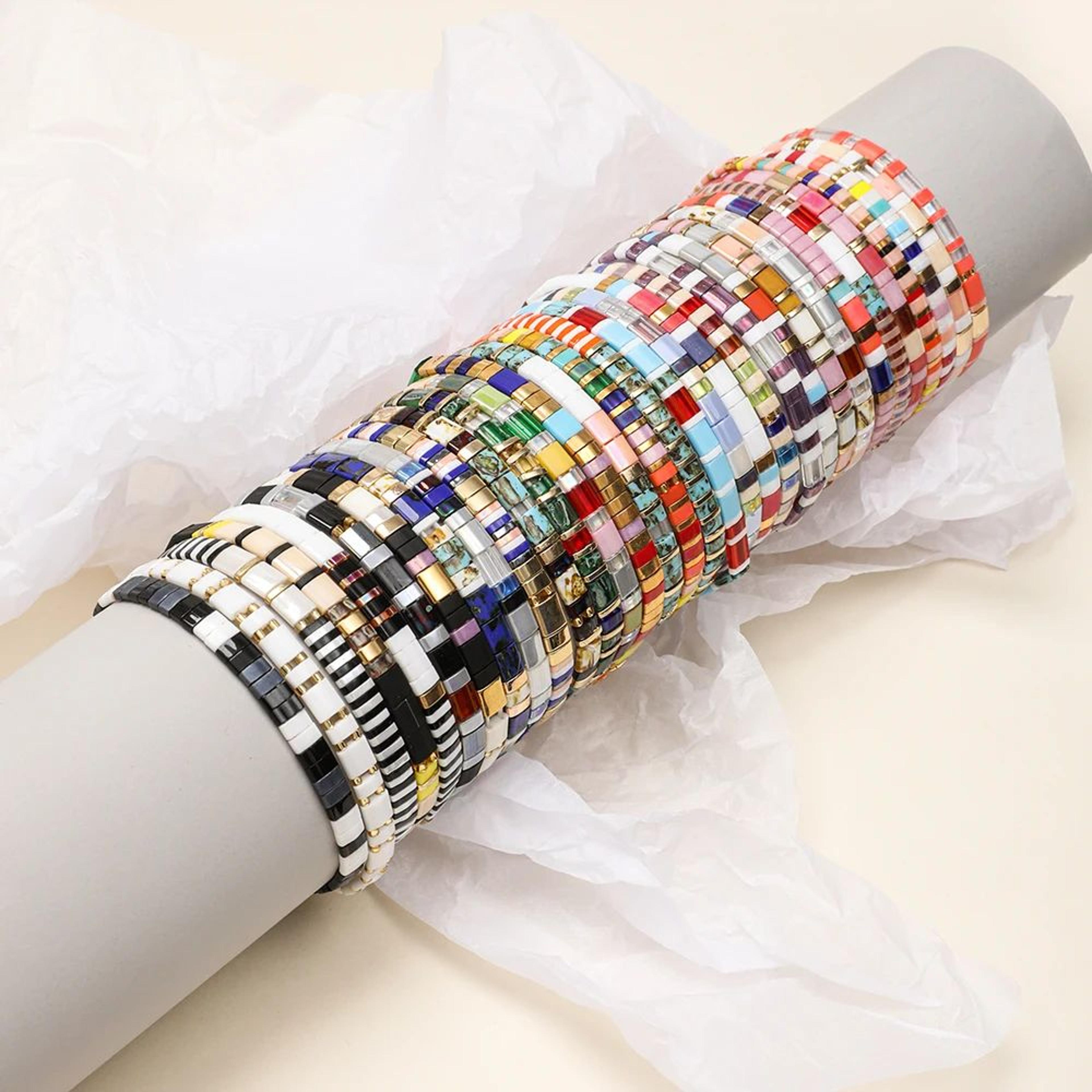 Vintage Rainbow Miyuki Tila Beaded Bracelet 1