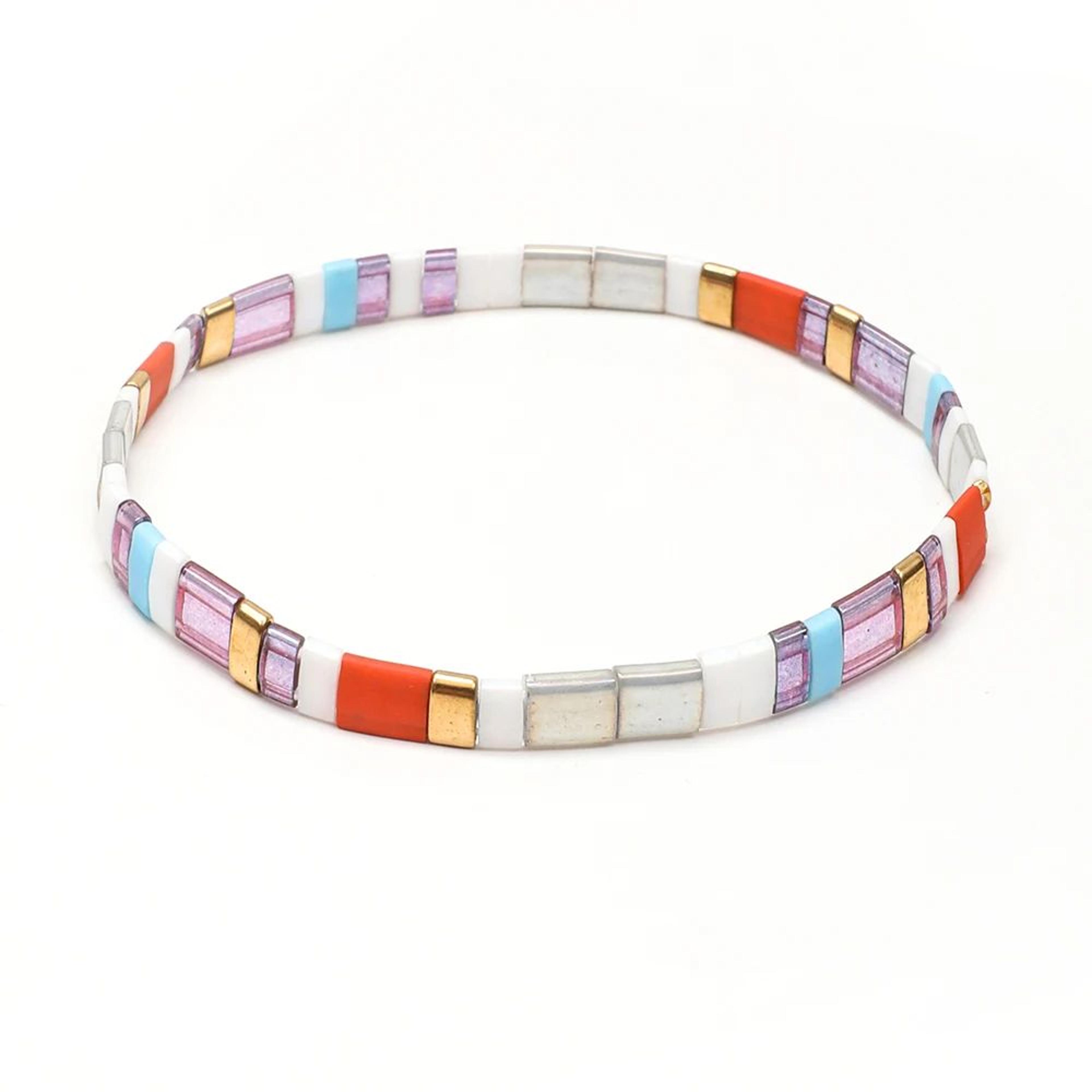 Vintage Rainbow Miyuki Tila Beaded Bracelet 6