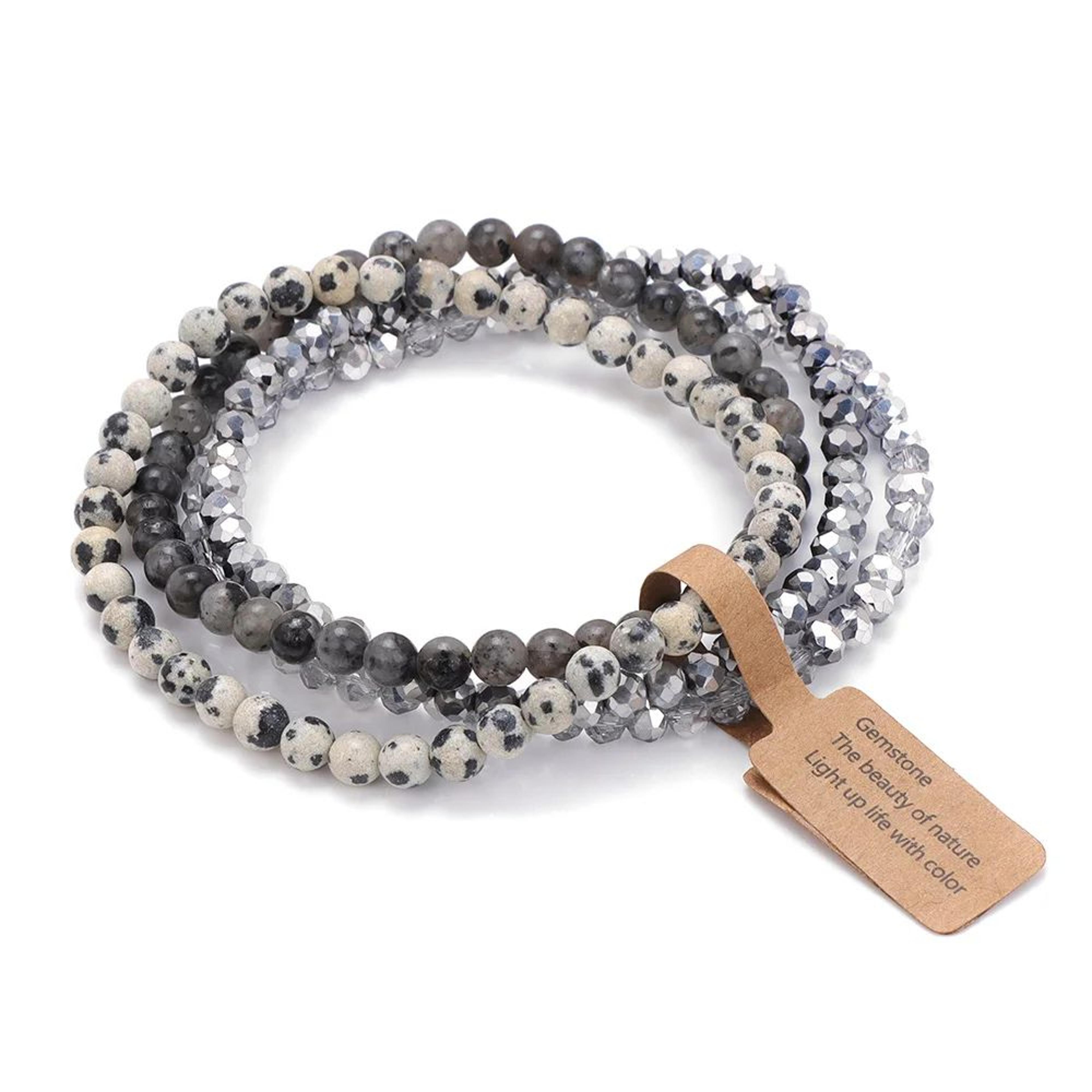 Natural Stone Faceted Bead Bracelet Set 3