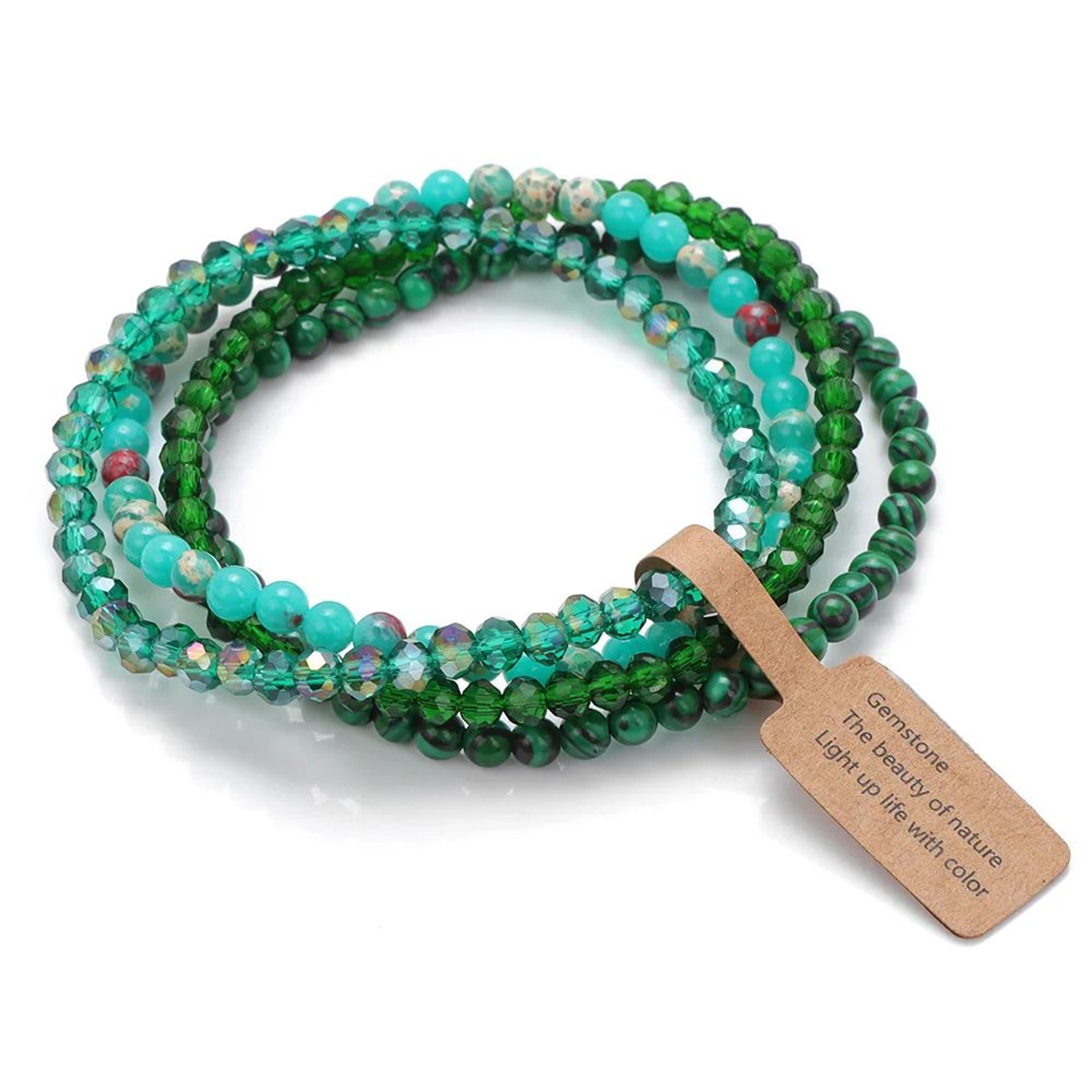 Natural Stone Faceted Bead Bracelet Set 5