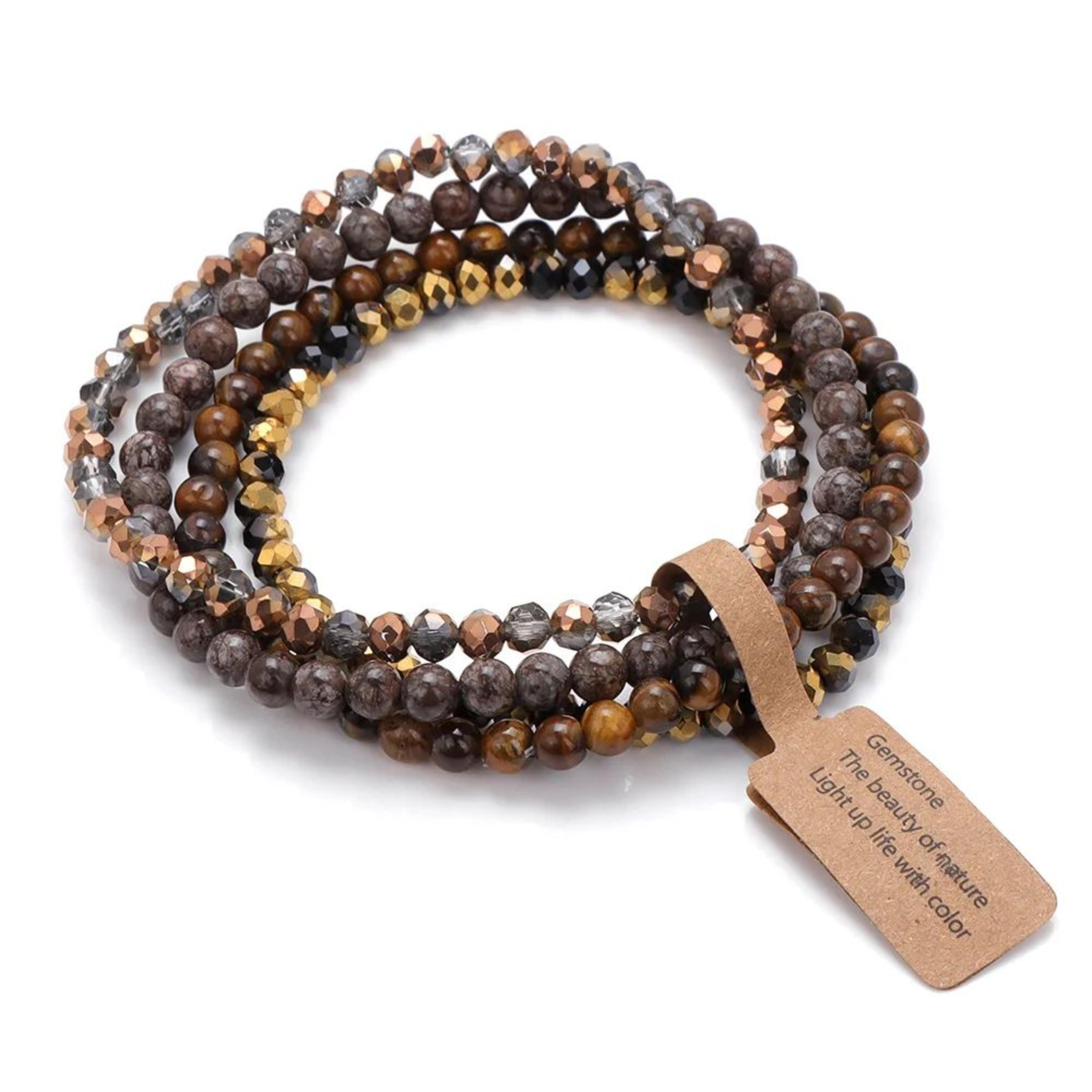 Natural Stone Faceted Bead Bracelet Set 9