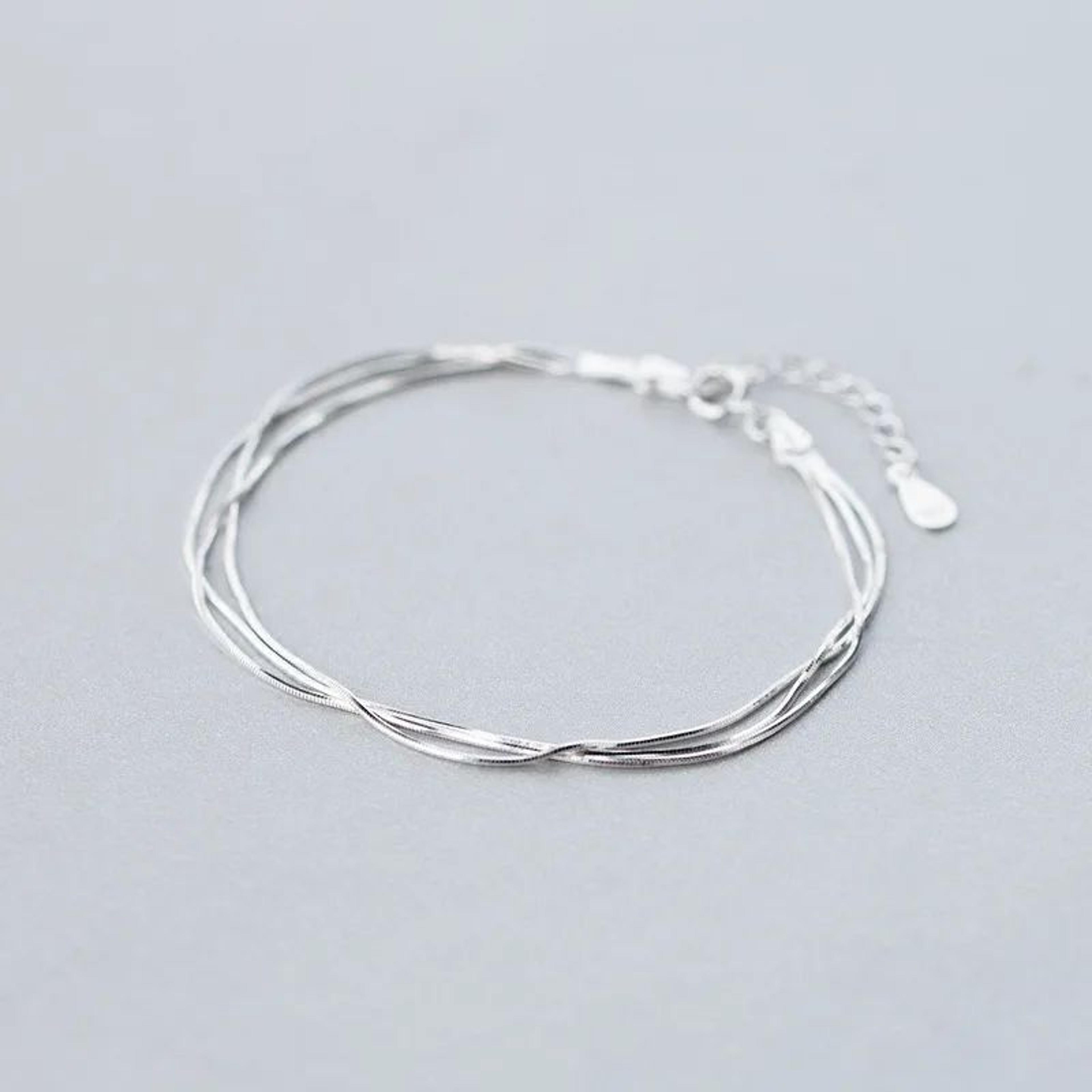 Korean Style Sterling Silver Layered Bracelet 0