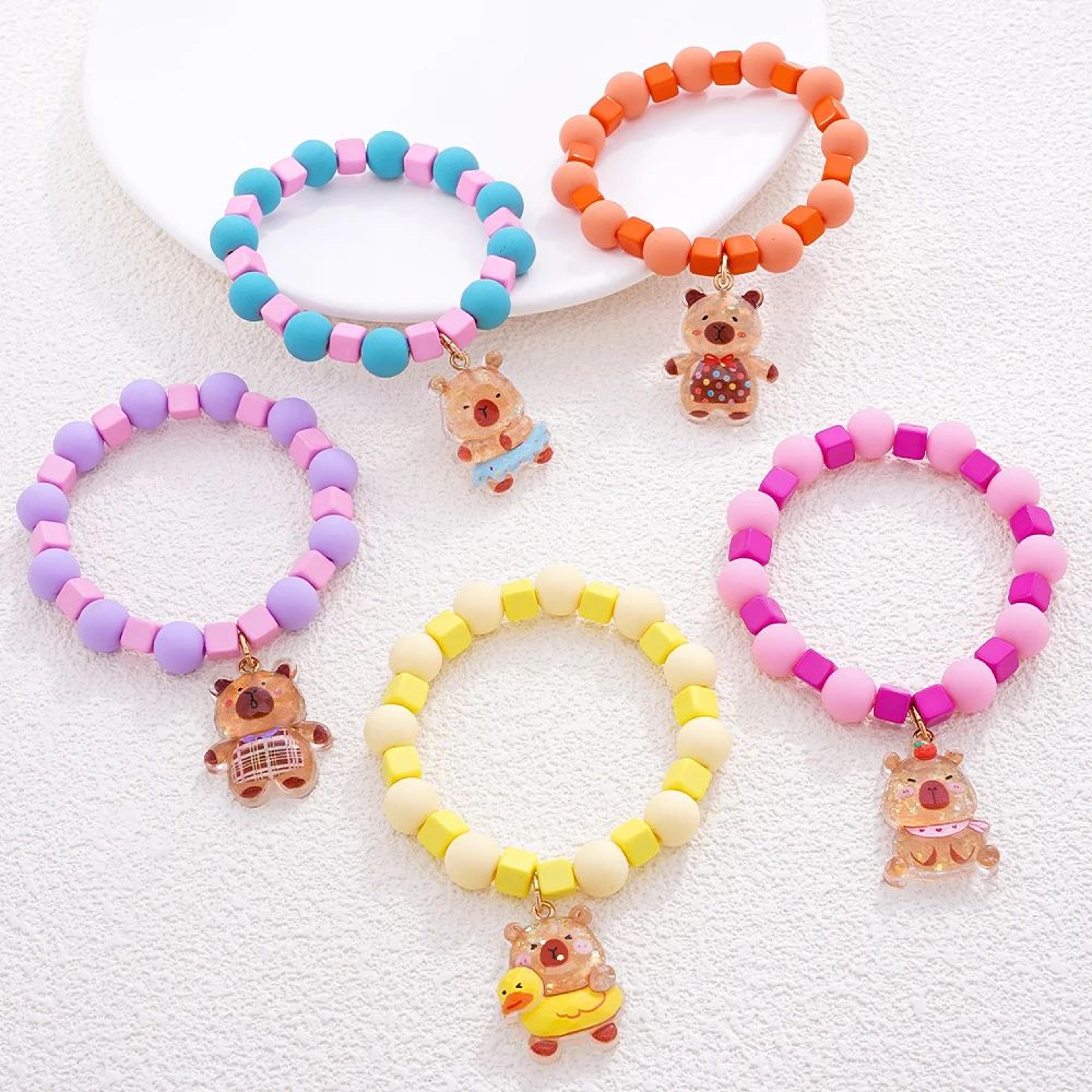 Cute Colorful Capybara Charm Bracelet Set 4