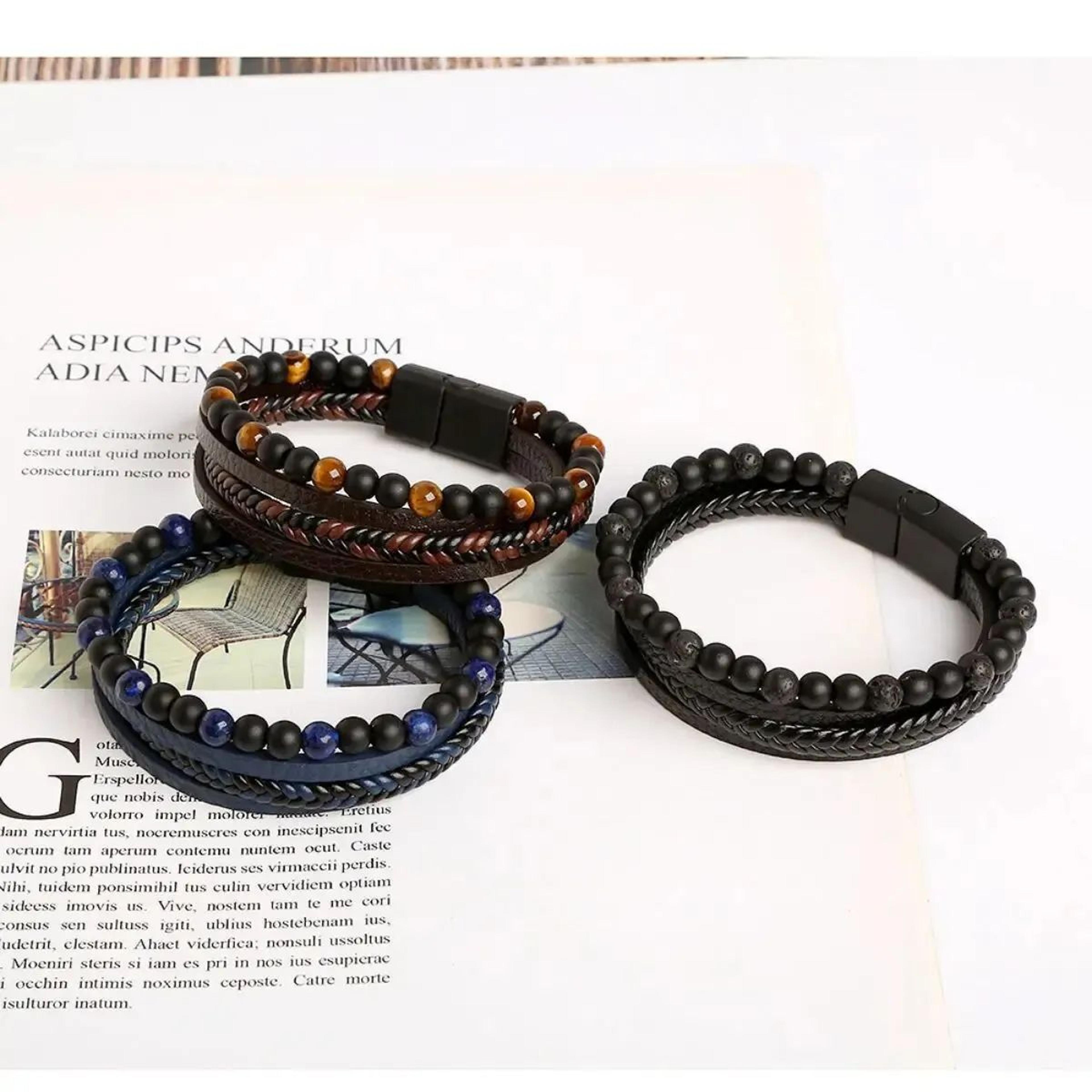 Layered Tiger Eye Braided Leather Bracelet 2