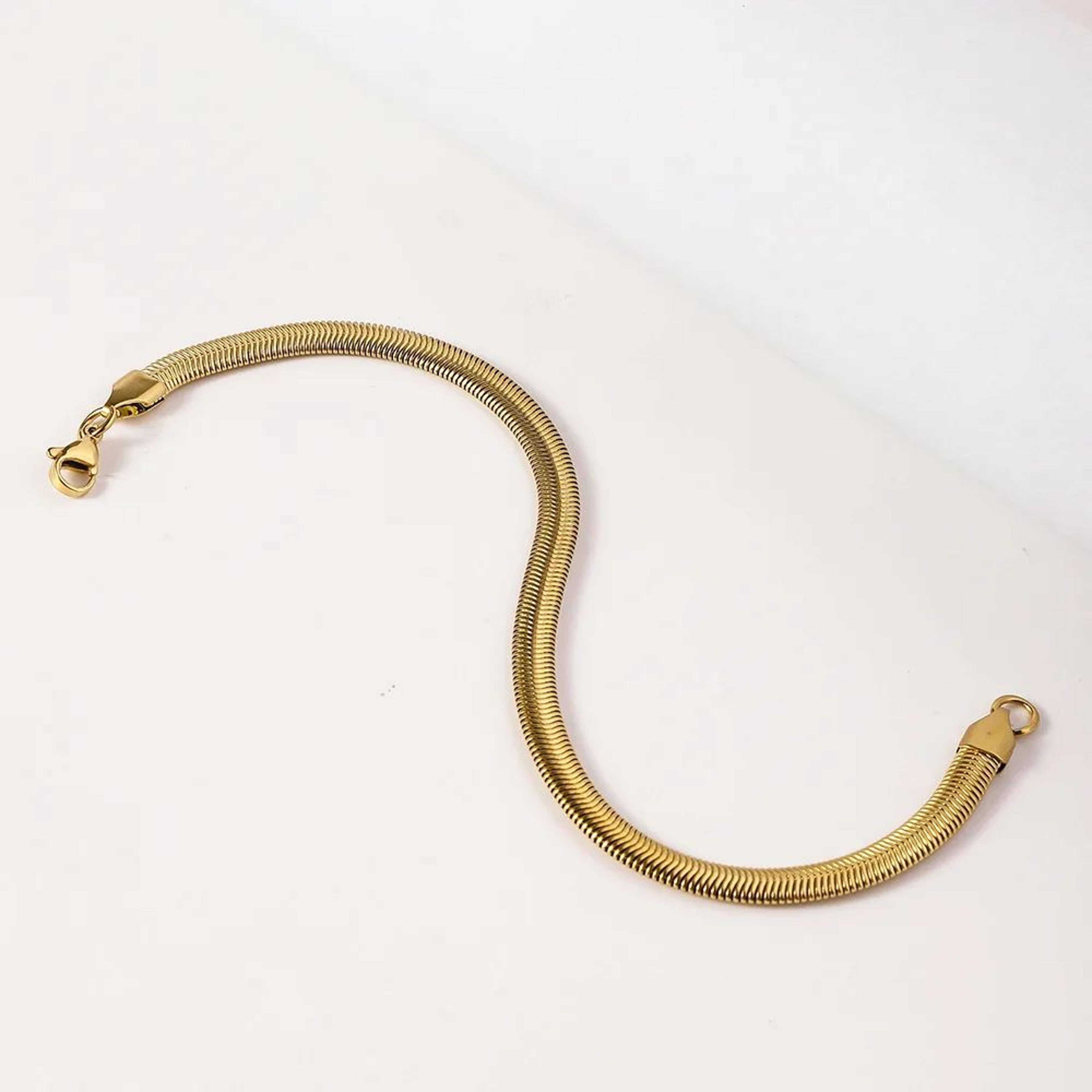 Retro Stainless Steel Flat Snake Chain Bracelet 6