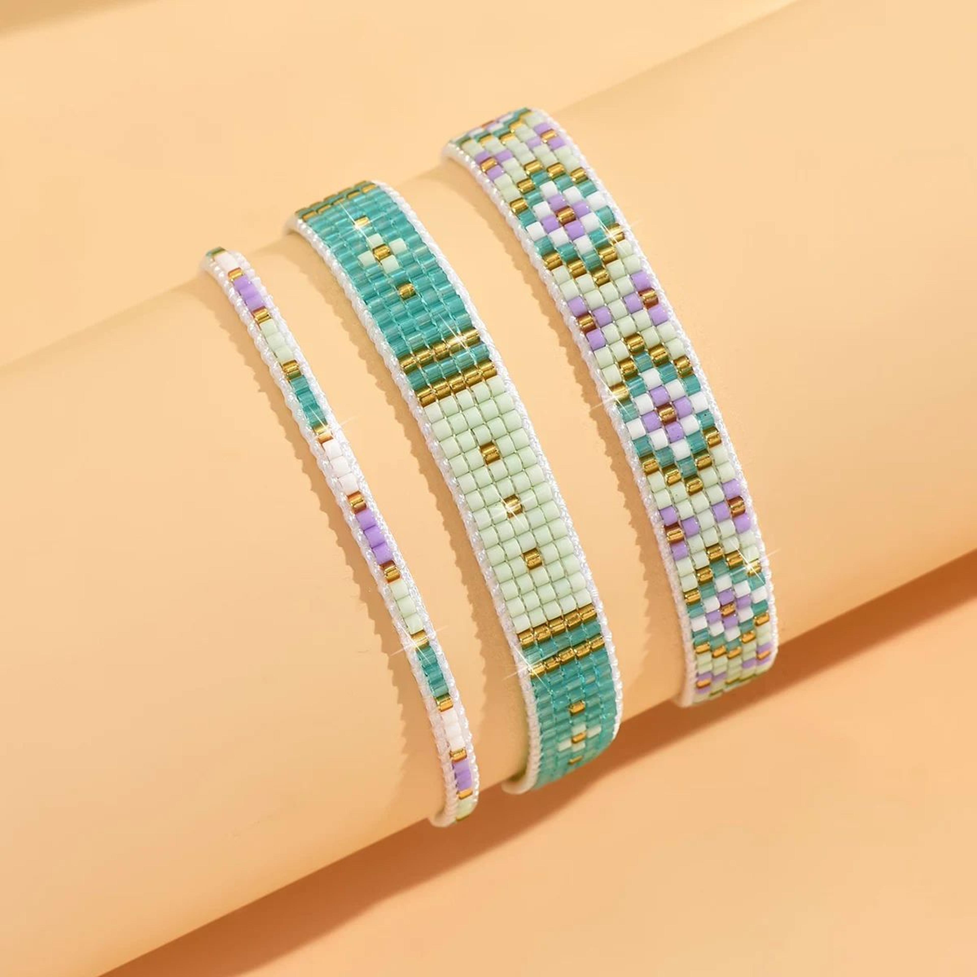 Boho Multicolor Woven Bead Bracelet Set 5