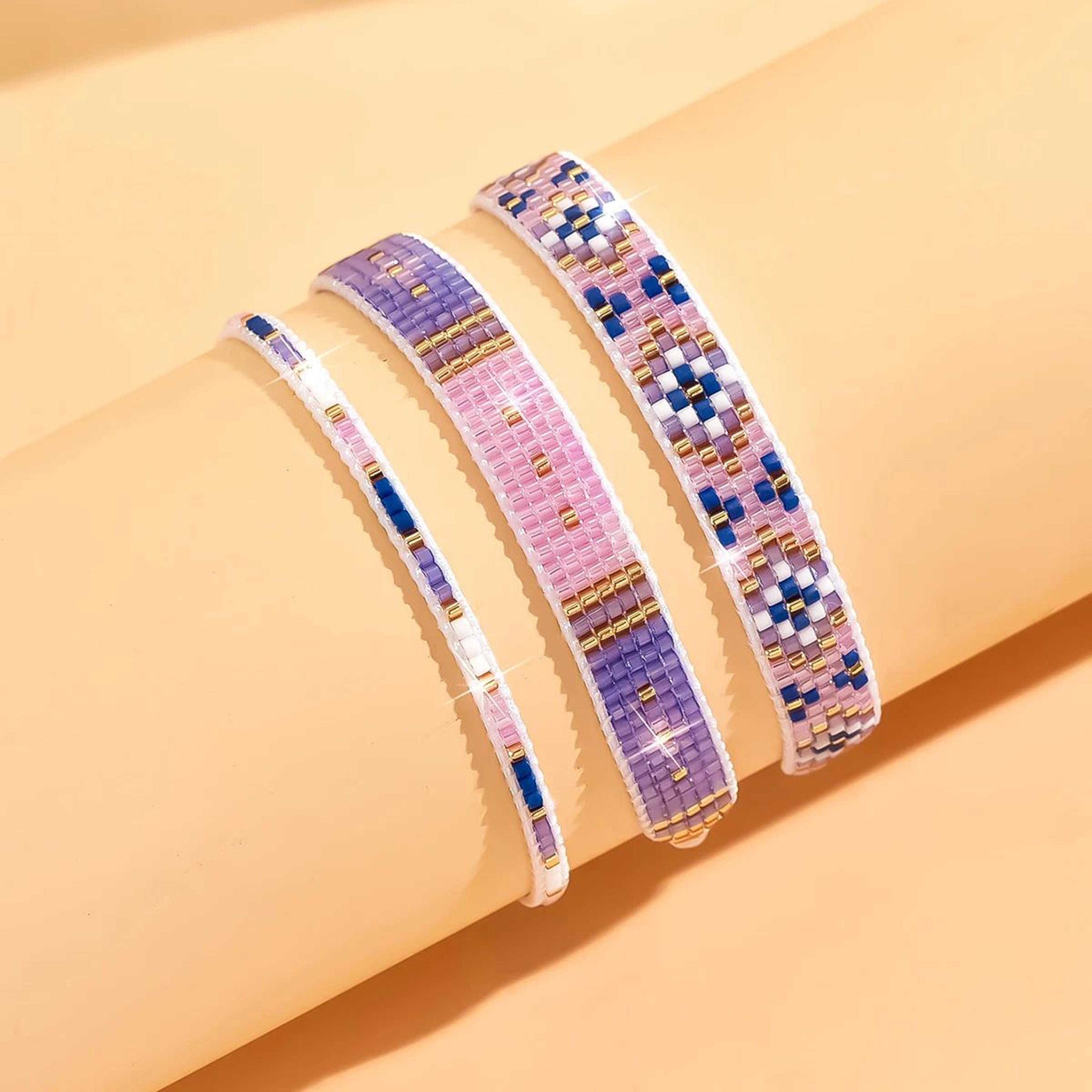 Boho Multicolor Woven Bead Bracelet Set 6