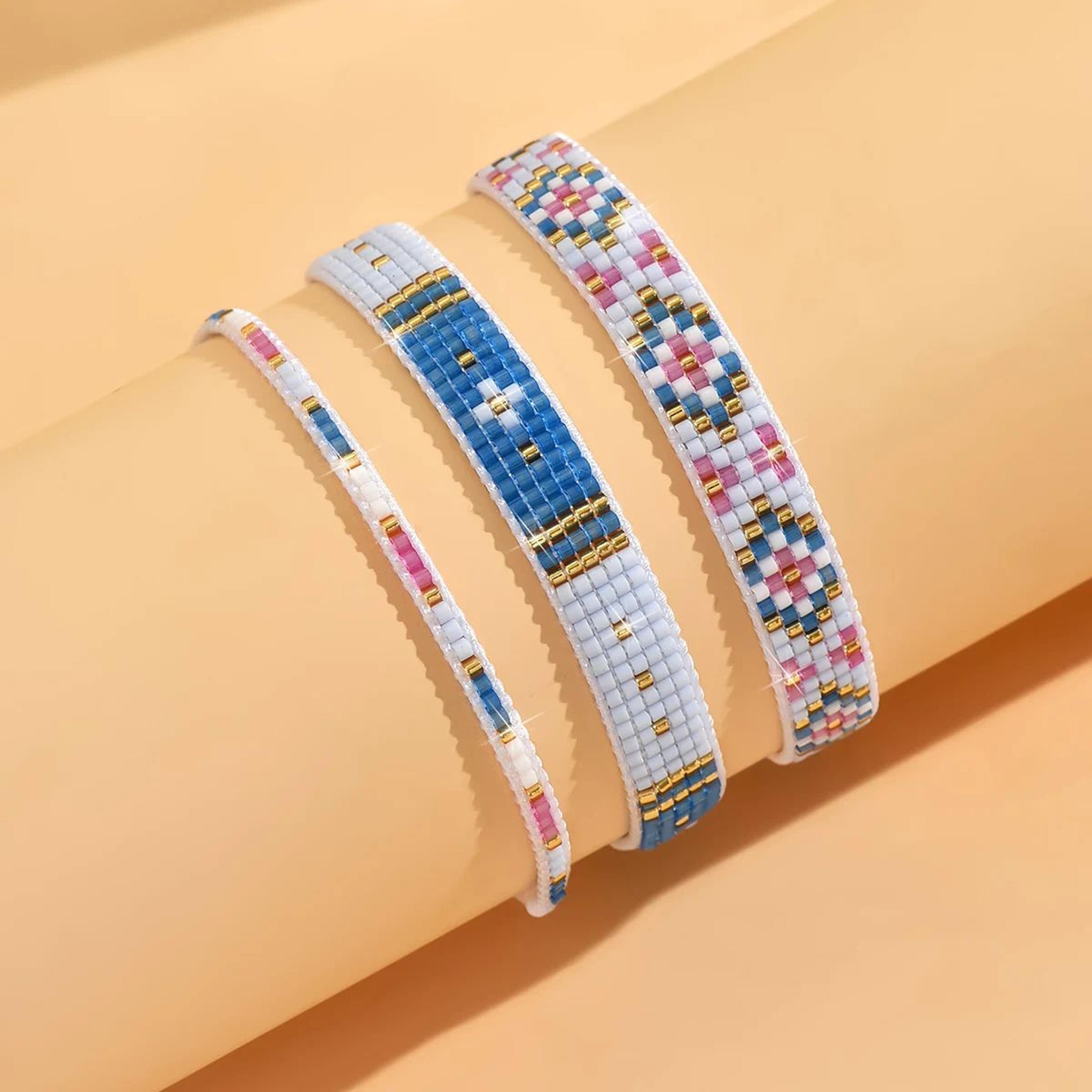Boho Multicolor Woven Bead Bracelet Set 7