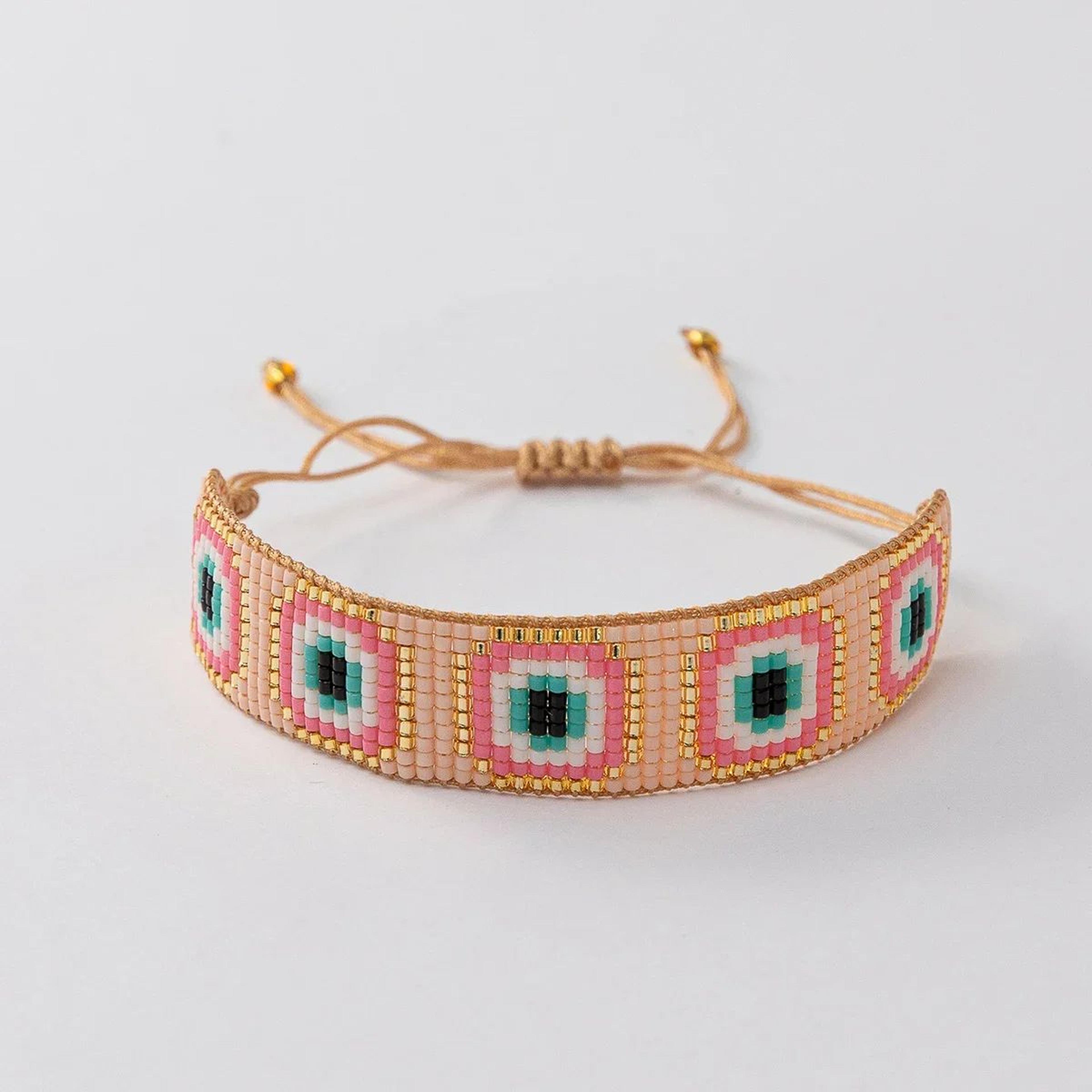 Bohemian Evil Eye Beaded Rope Bracelet 3