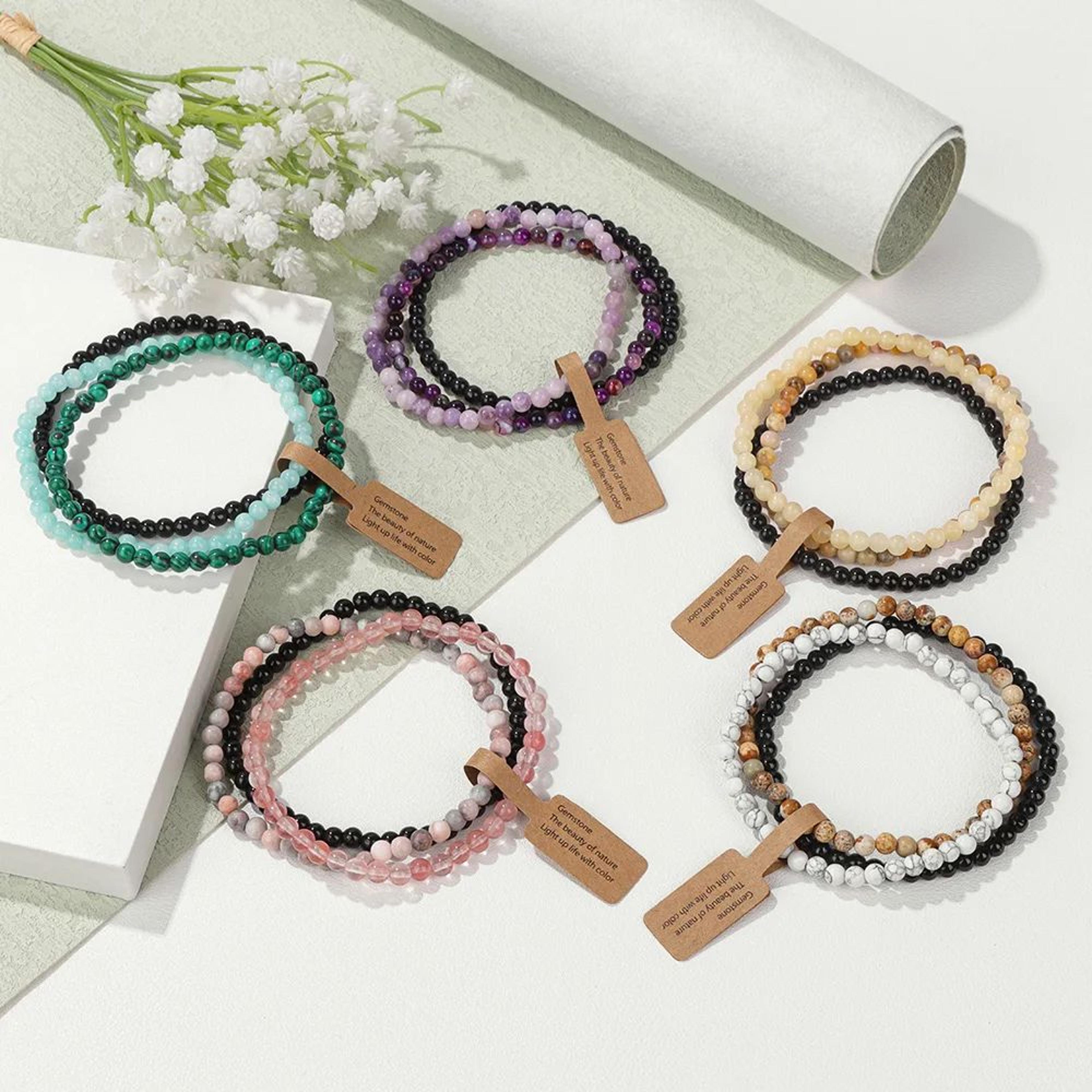Mini Natural Stone Beaded Bracelet Set 3