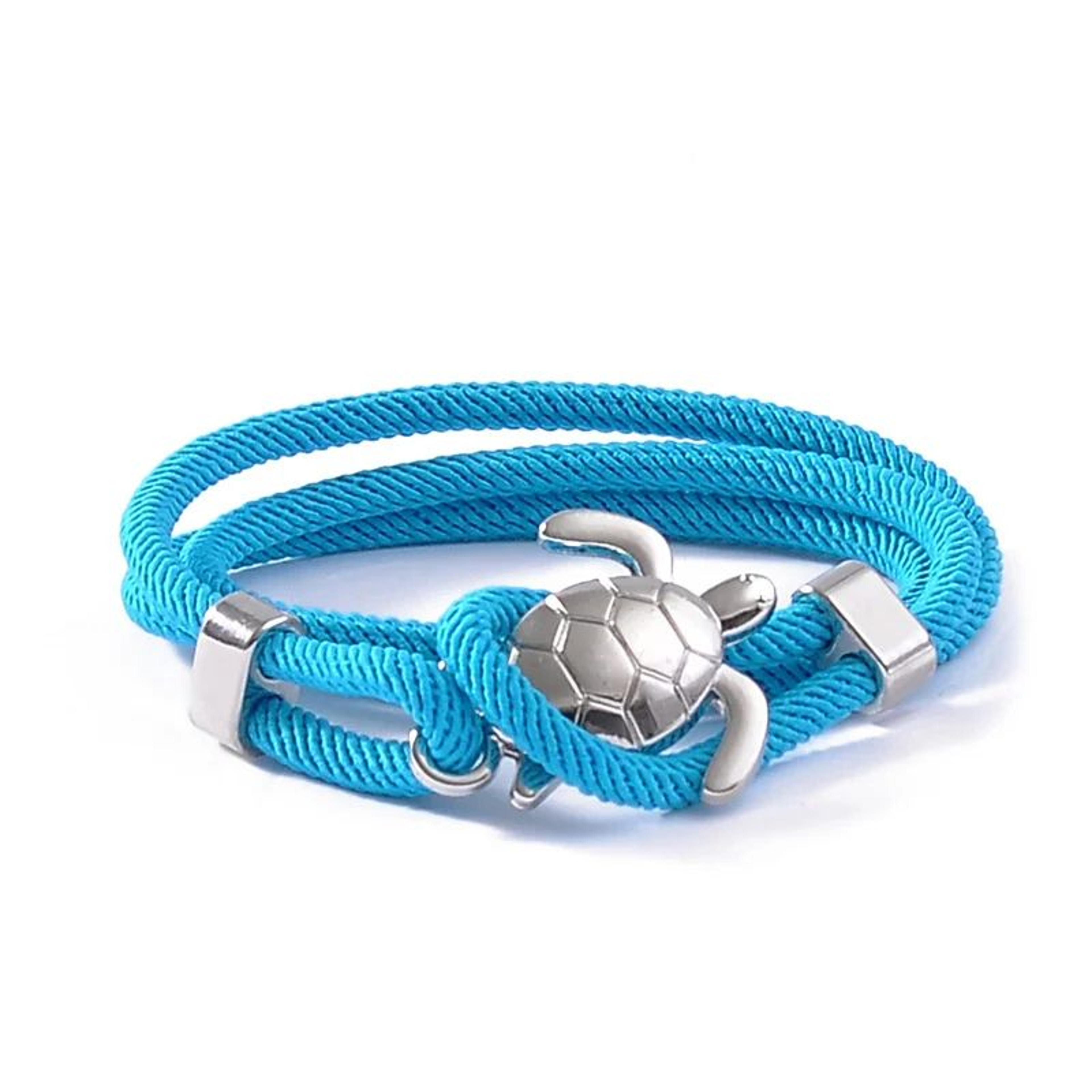 Silver Sea Turtle Hand Knitted Rope Bracelet 6