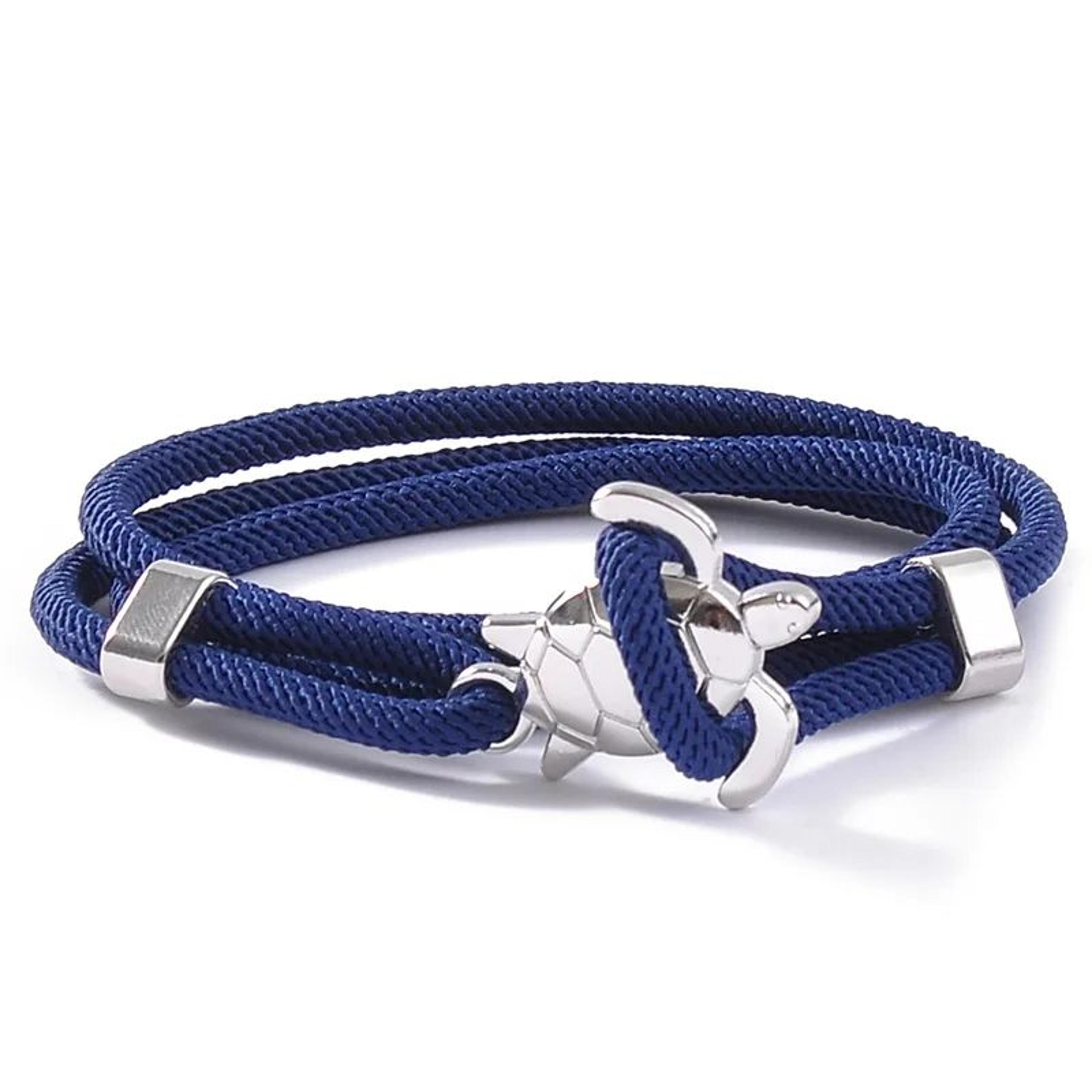 Silver Sea Turtle Hand Knitted Rope Bracelet 11