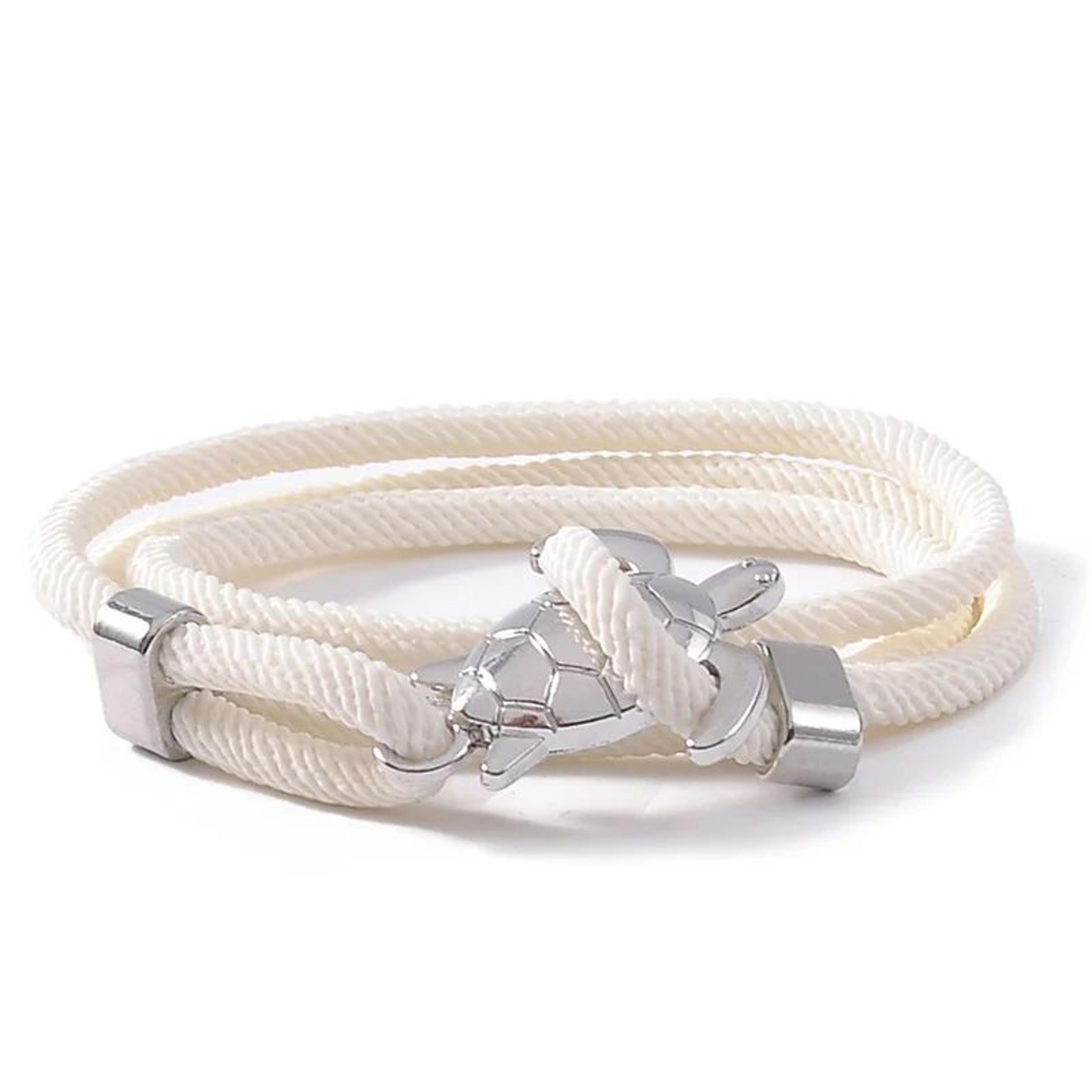 Silver Sea Turtle Hand Knitted Rope Bracelet 13