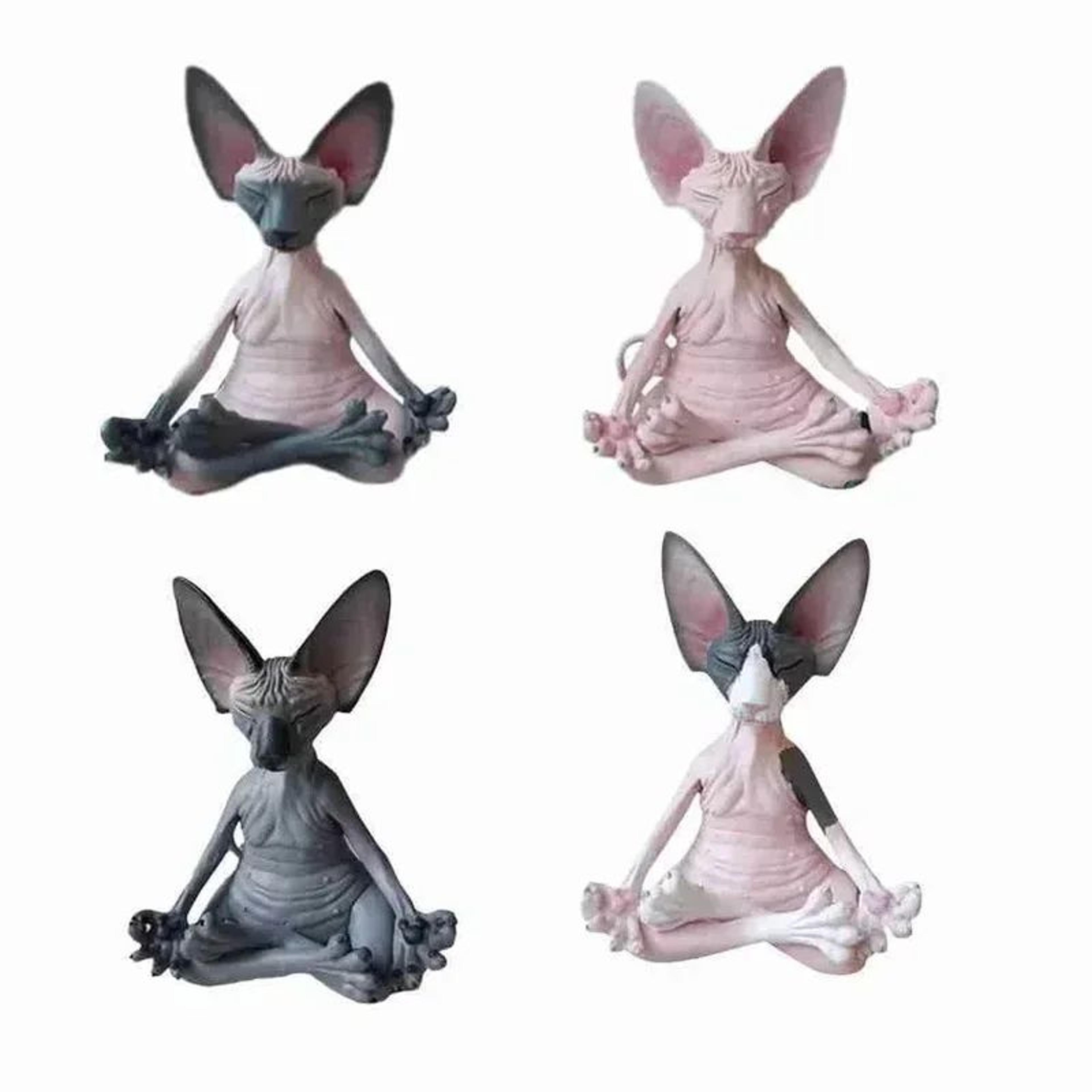 Meditating Happy Cat Garden Figurine 4