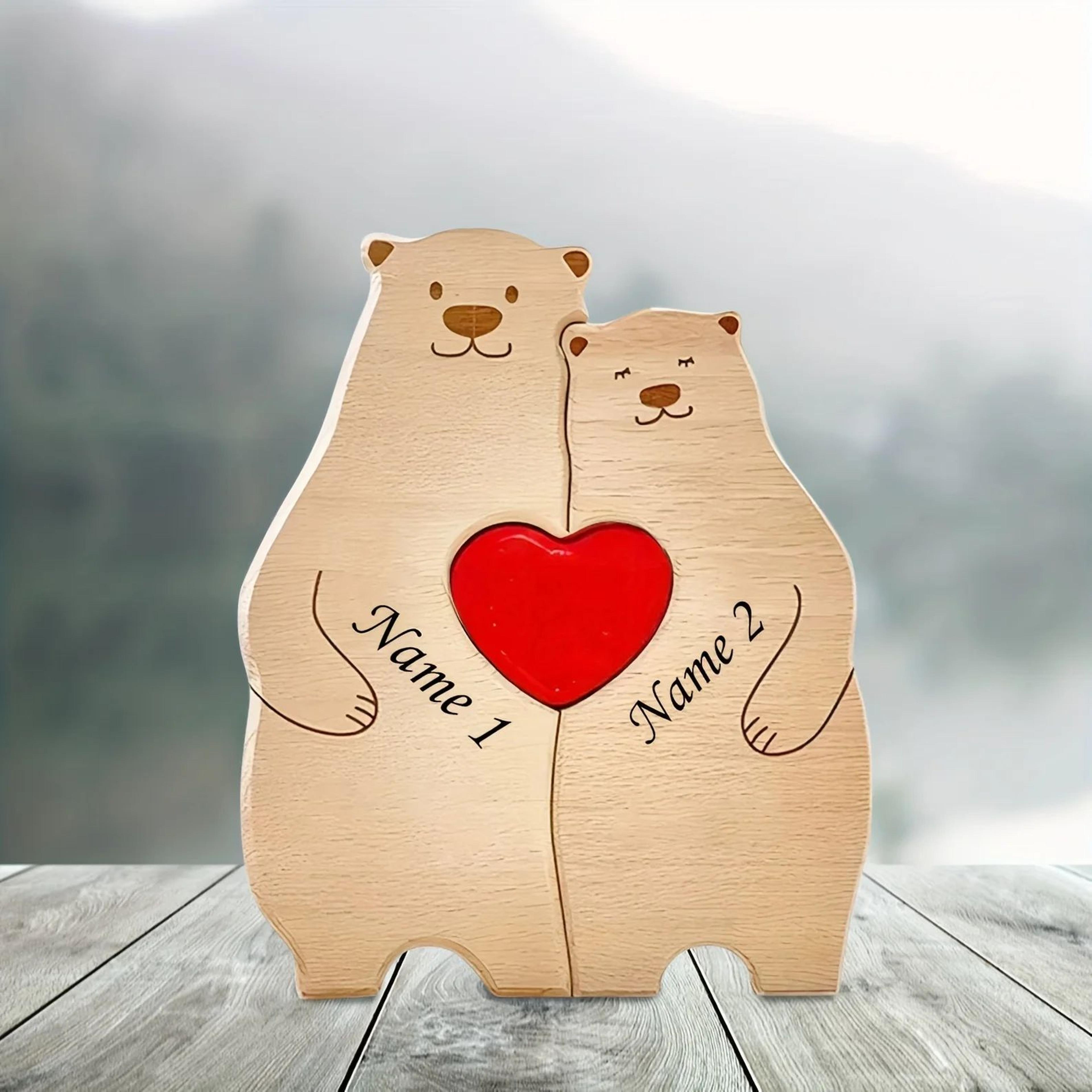 Personalized Family Bear Wooden Puzzle Decor 4