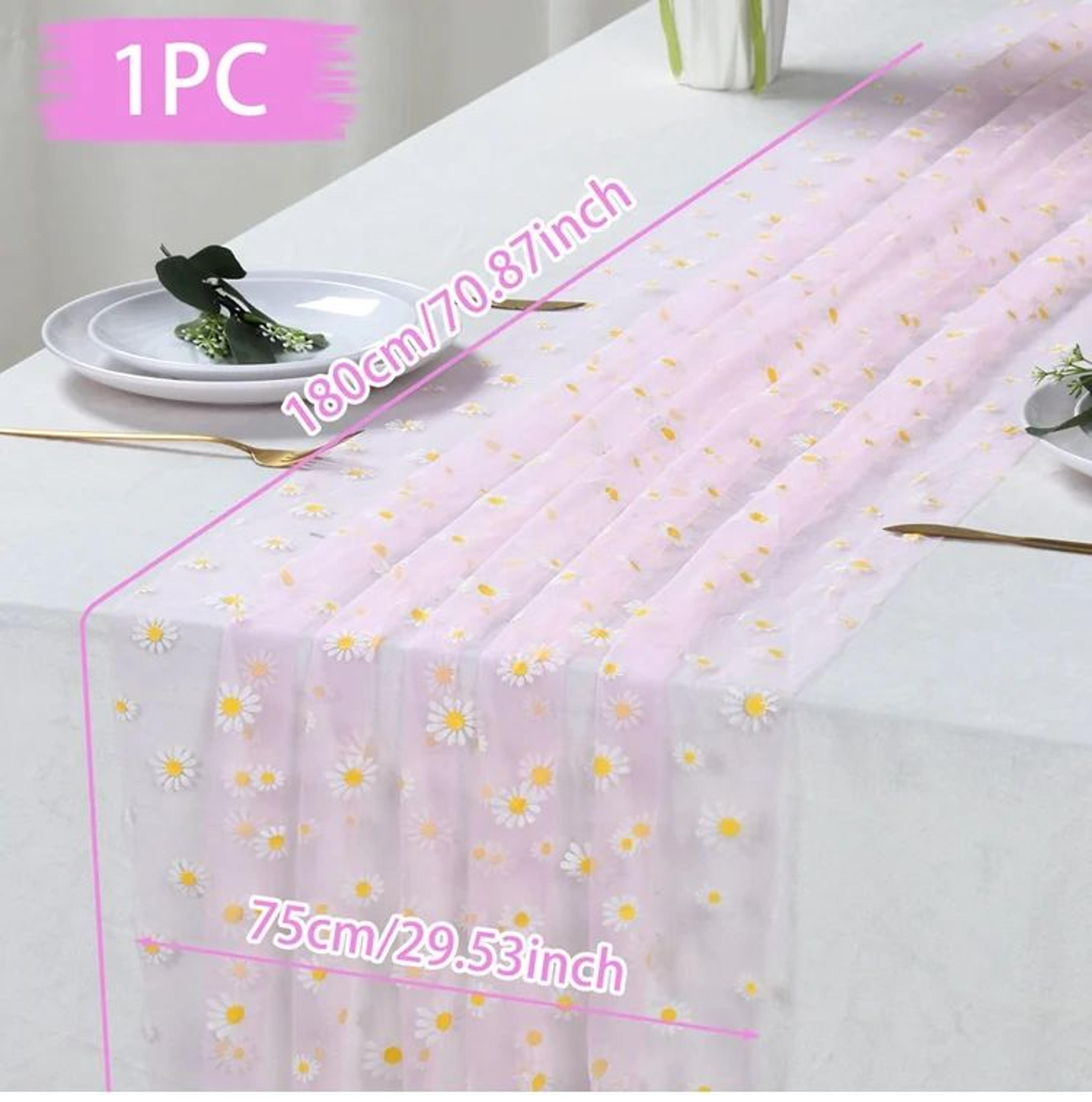 Daisy Pattern Tulle Mesh Table Runner 7