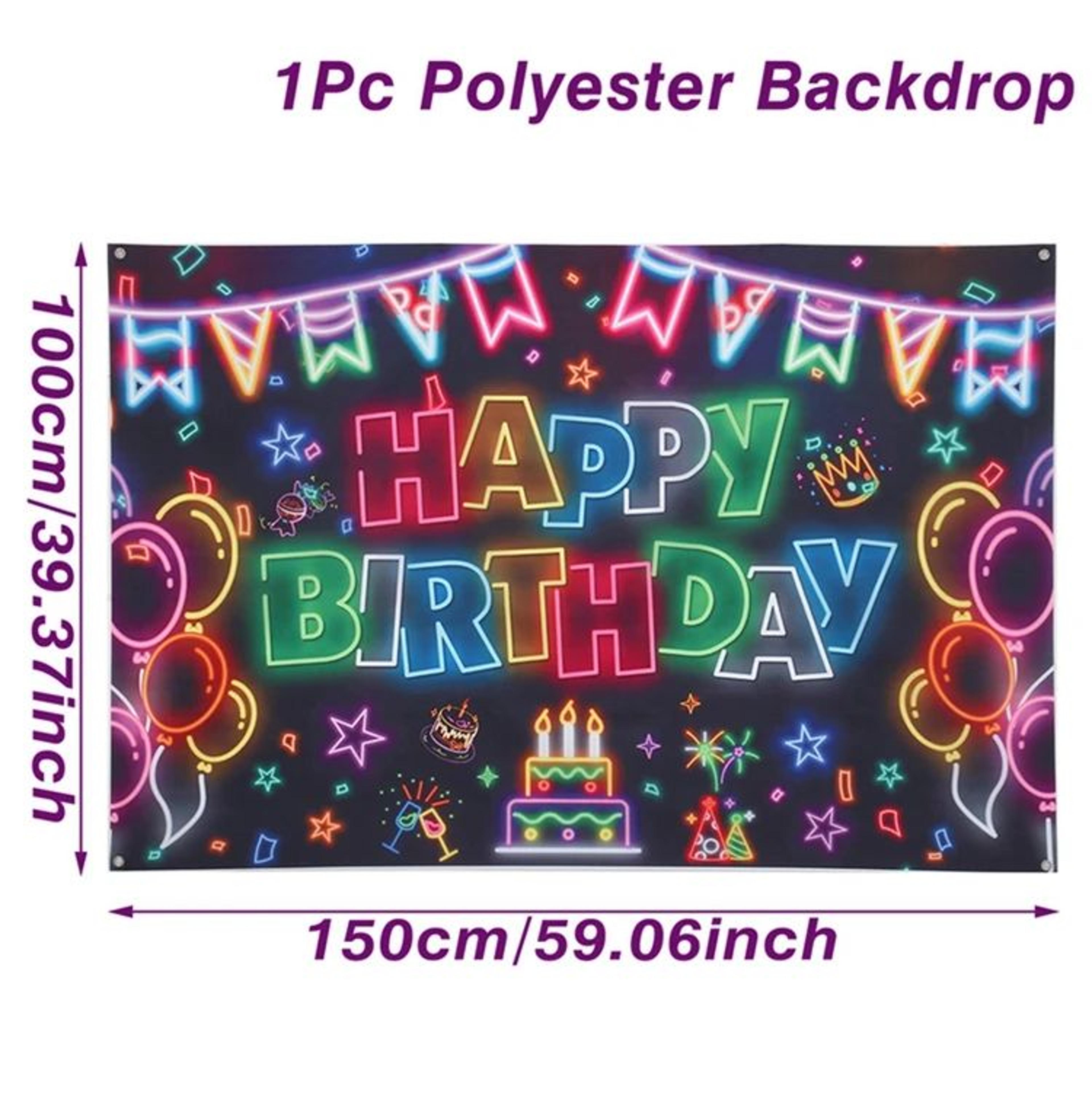 Glow Happy Birthday Party Backdrop Banner 9