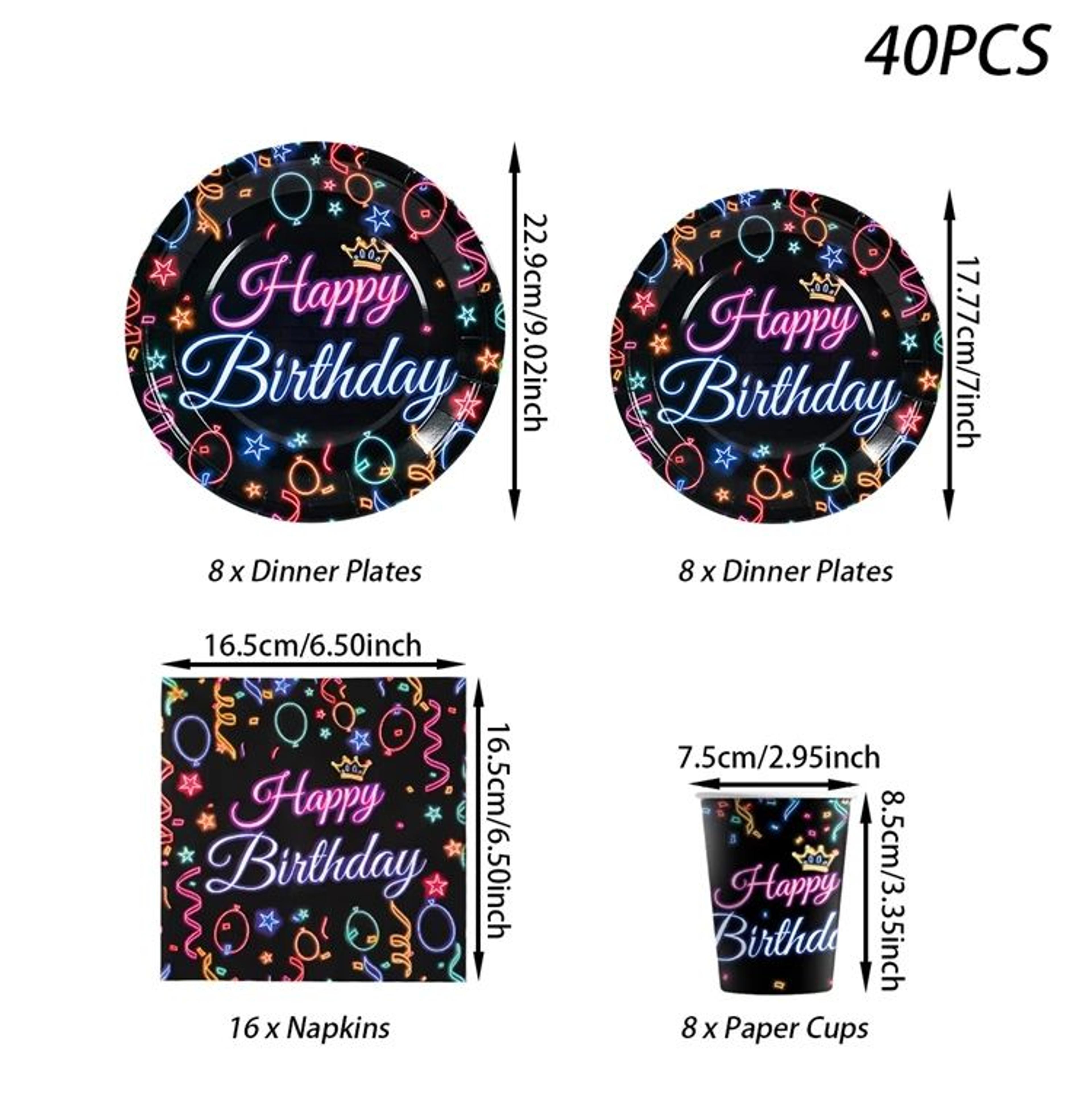 Glow Happy Birthday Party Backdrop Banner 20
