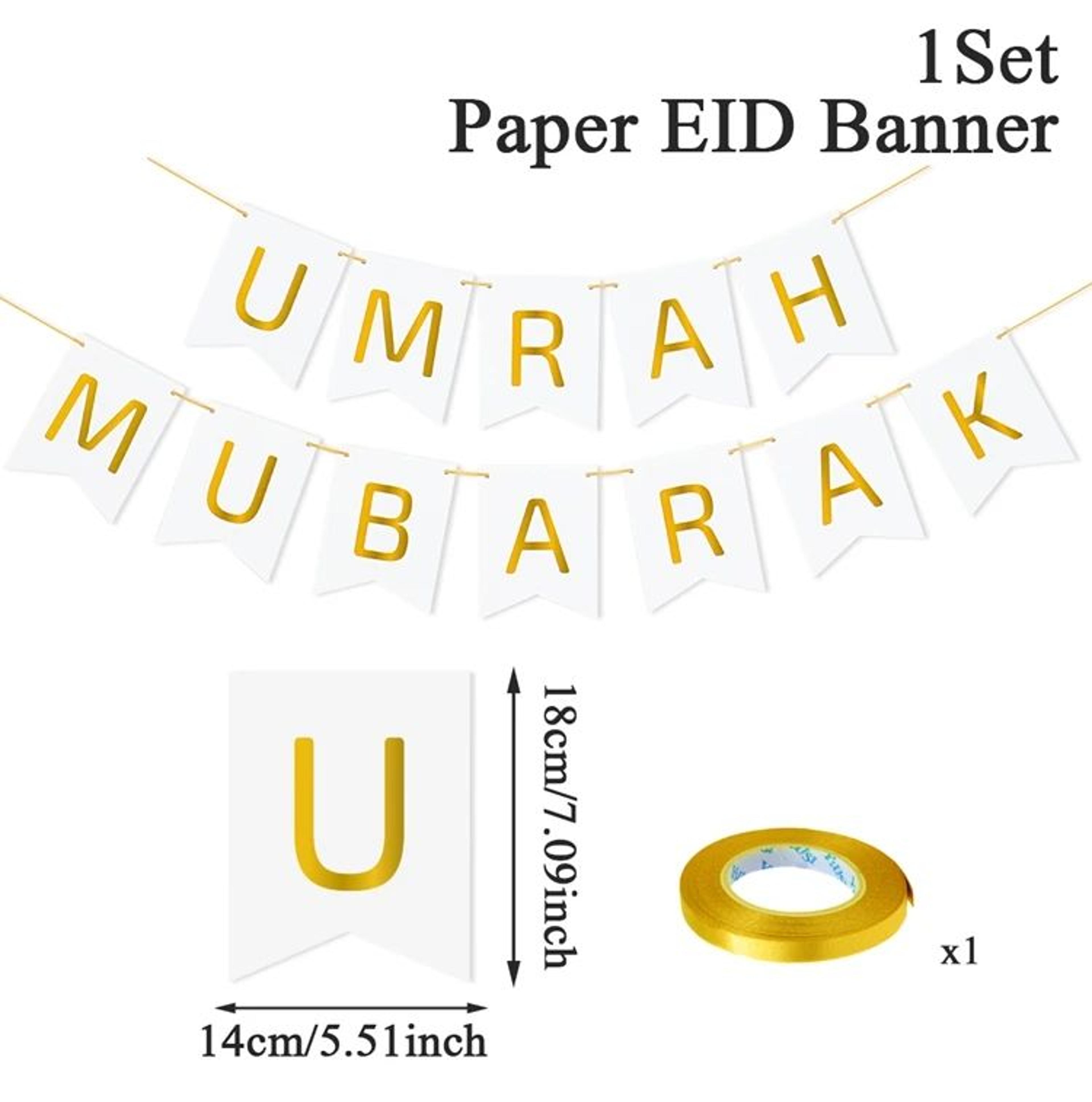 Umrah Mubarak Eid Celebration Bunting Banner 3