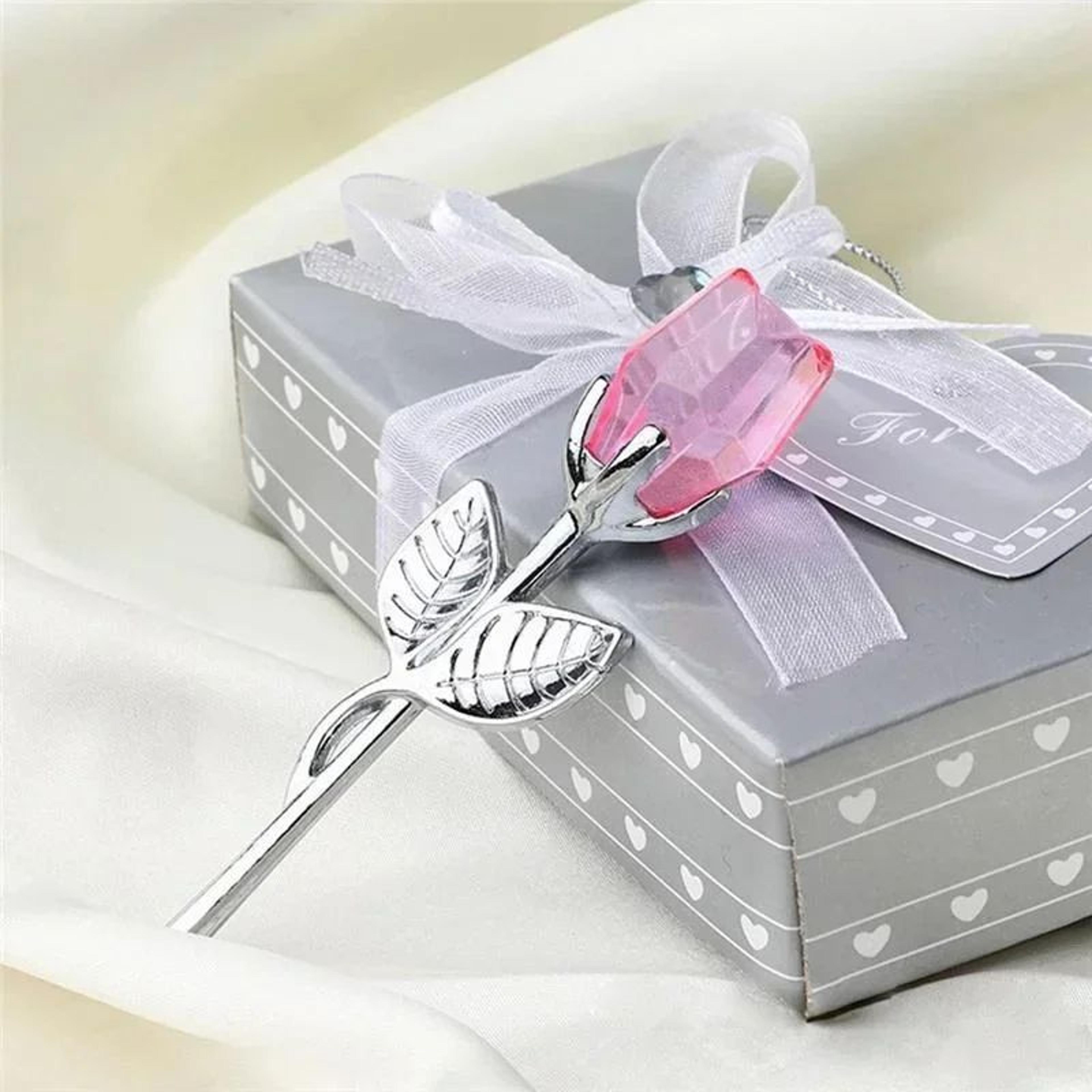Crystal Glass Rose Flower Decorative Figurine 2