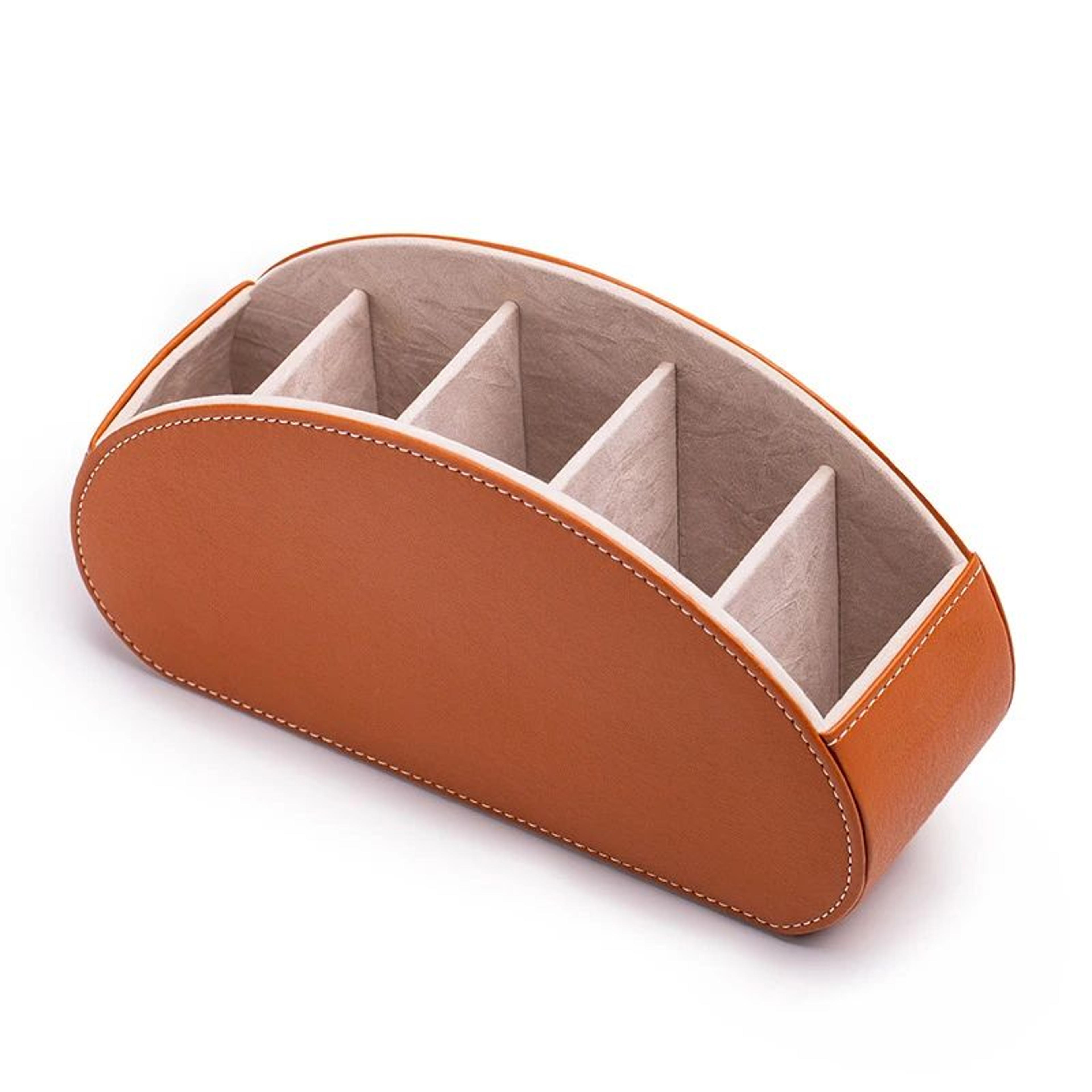 PU Leather Remote Control Desk Storage Box With 5 Compartments 7