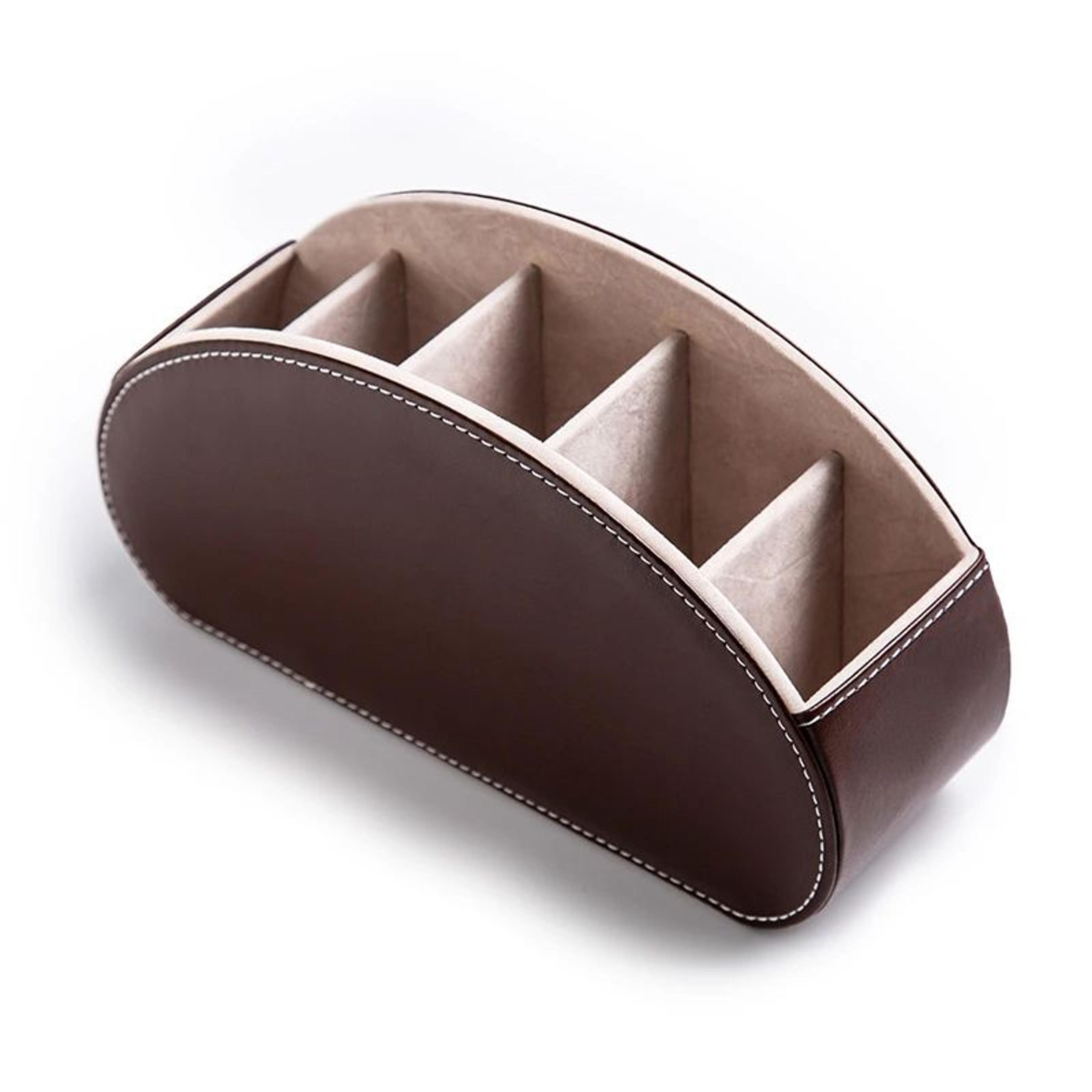 PU Leather Remote Control Desk Storage Box With 5 Compartments 8