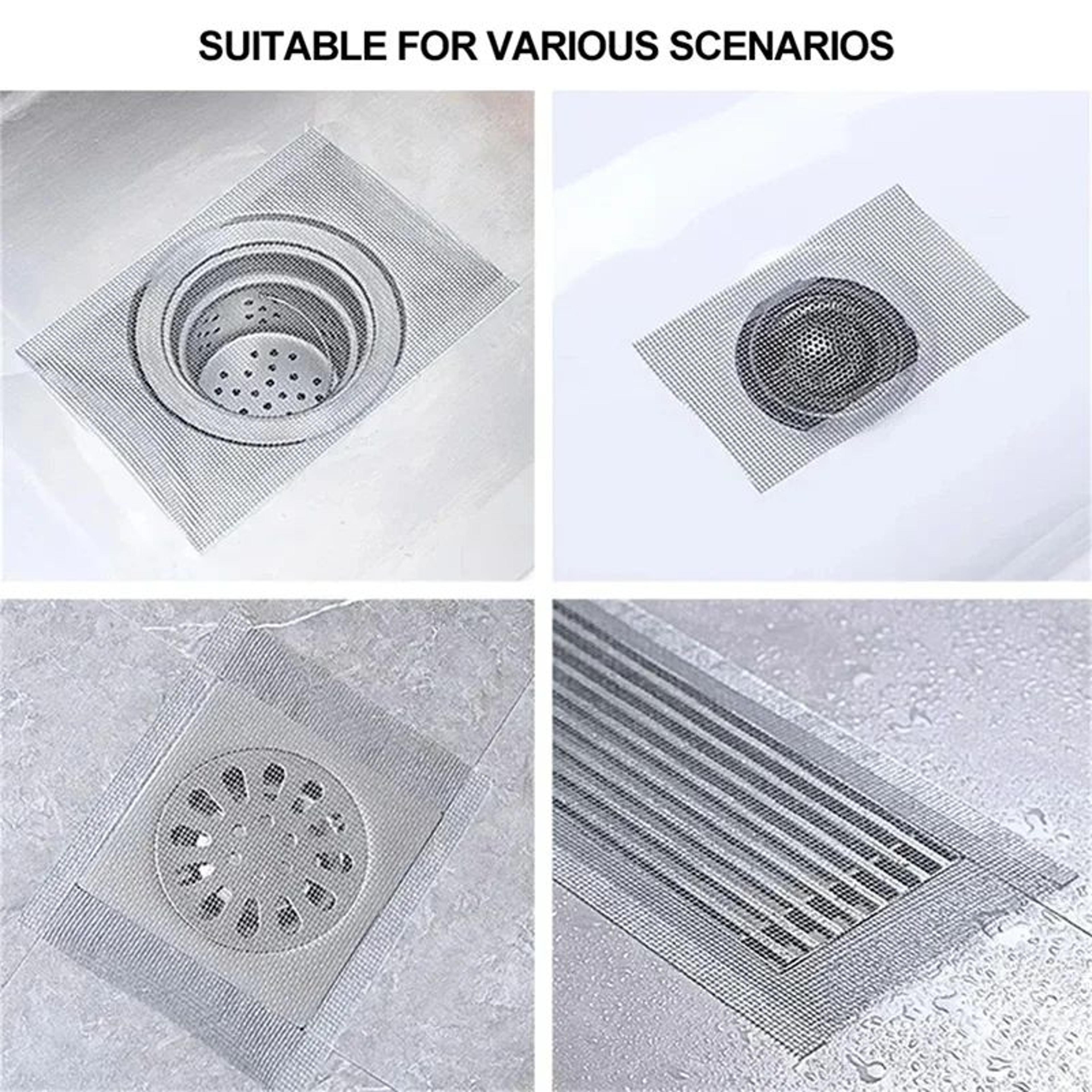 Cuttable Self Adhesive Shower Drain Hair Catcher 5