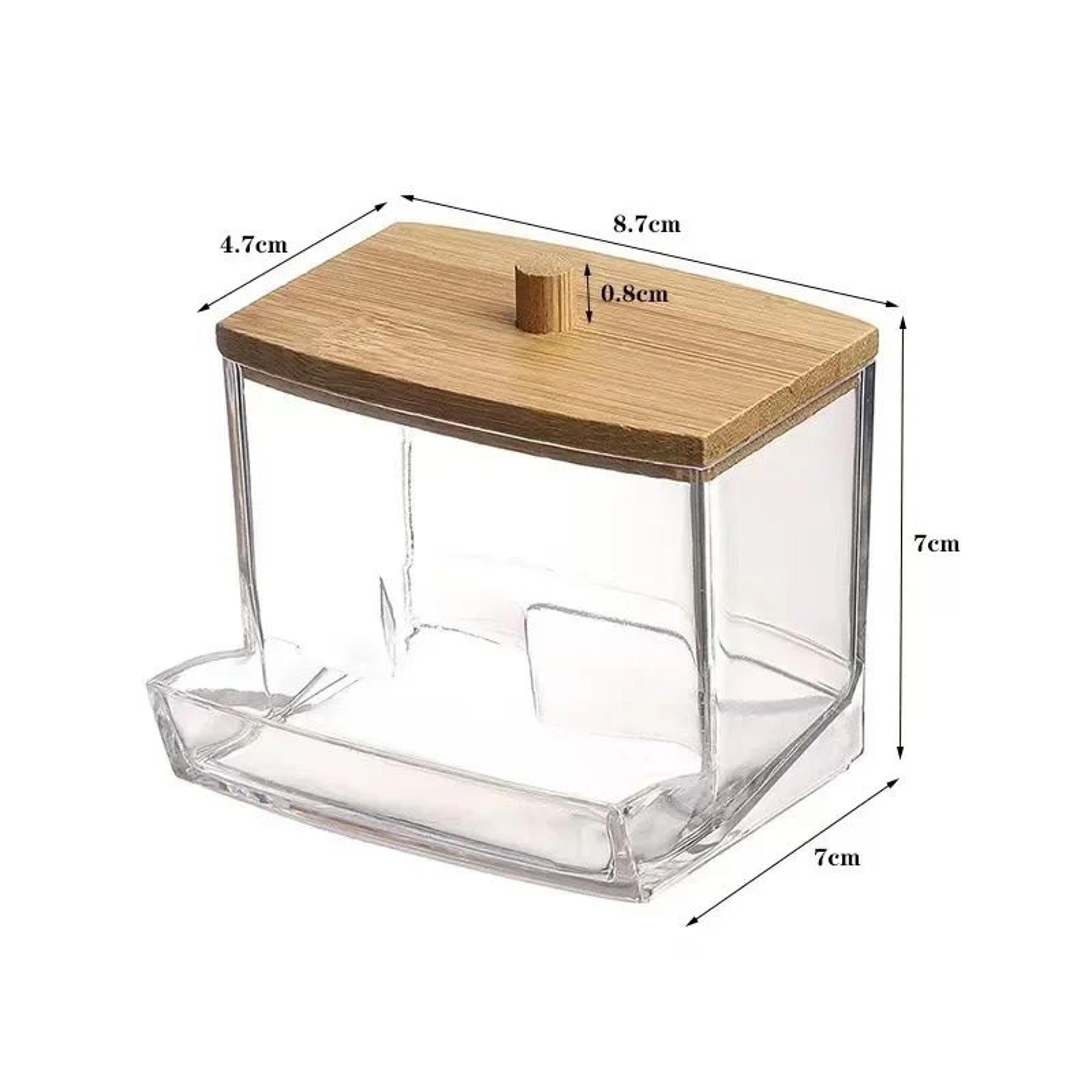 Clear Cotton Swab Holder With Bamboo Lid 4