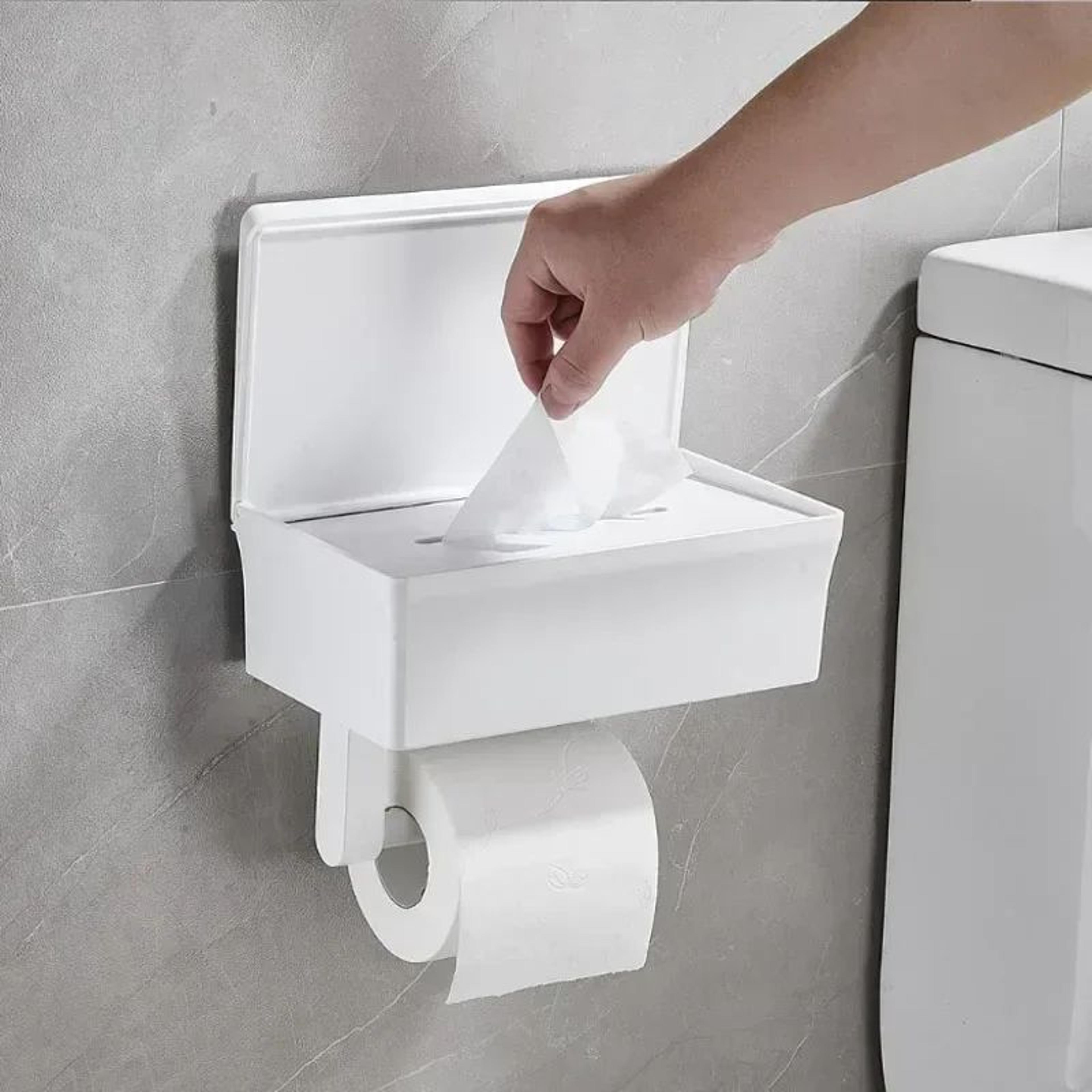2 In 1 Wall Mounted Toilet Paper Holder With Storage Shelf 1